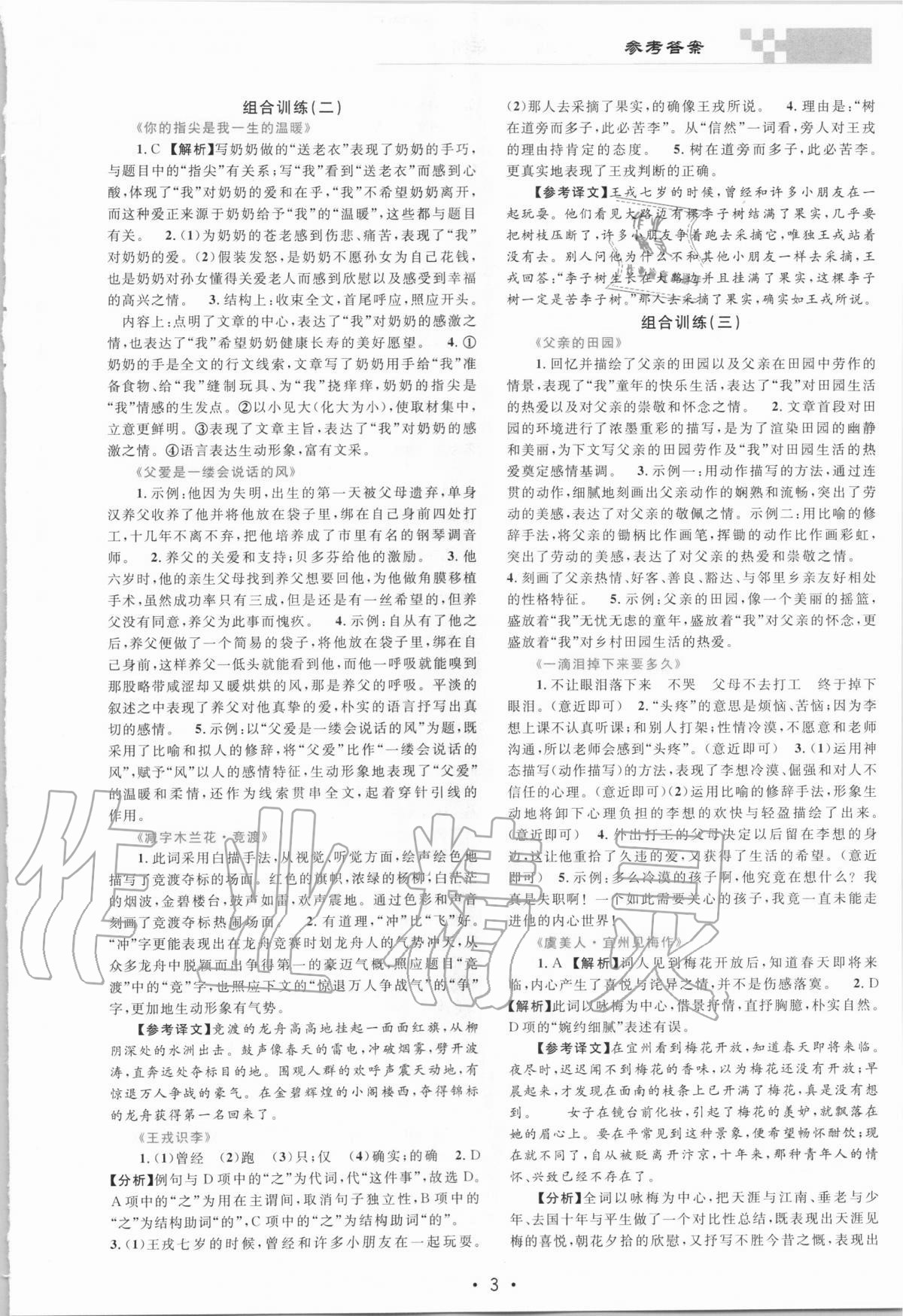 2020年金鑰匙閱讀組合訓(xùn)練七年級(jí)語(yǔ)文人教版 第3頁(yè)