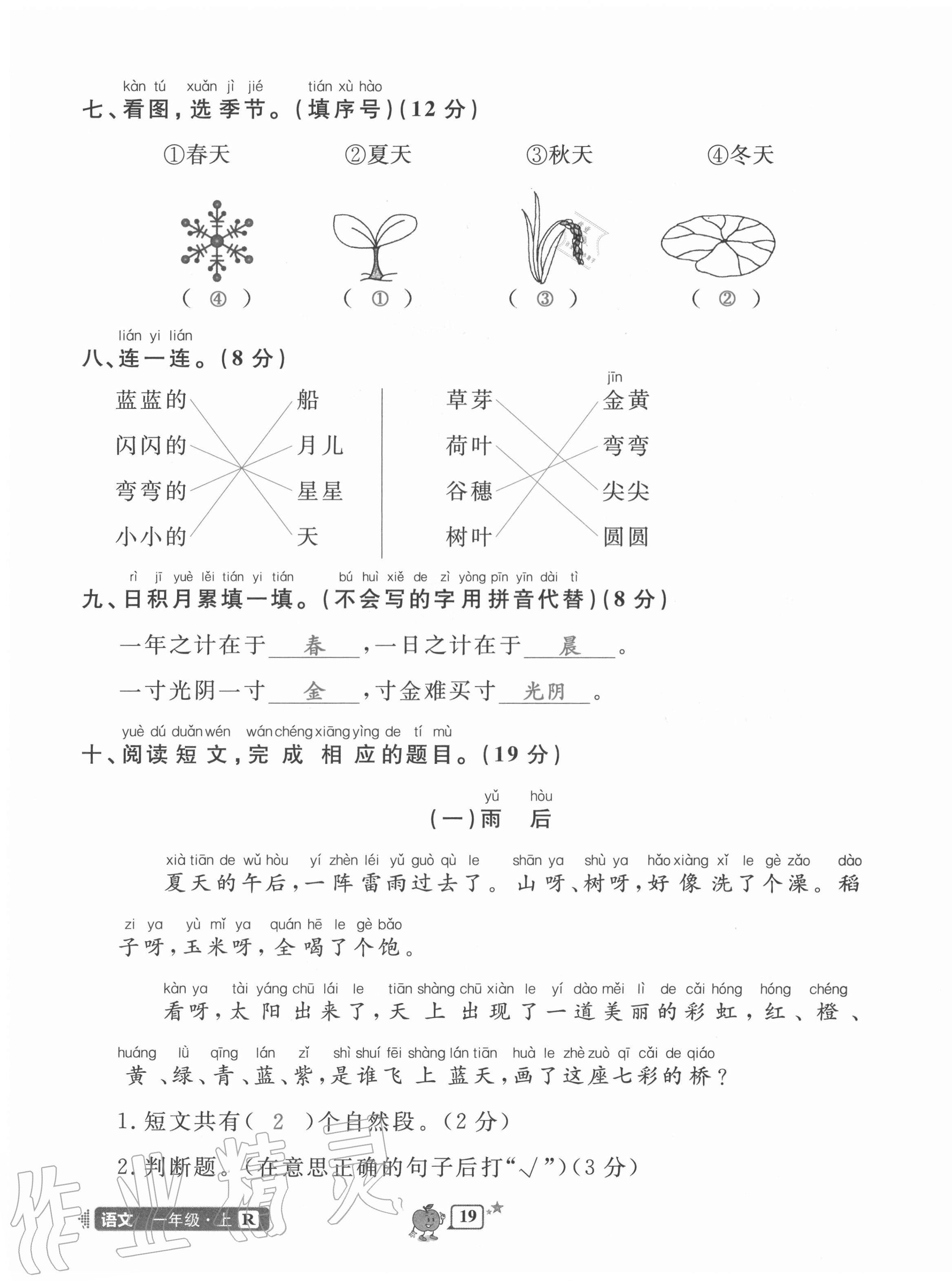 2020年開(kāi)源圖書單元直通車一年級(jí)語(yǔ)文上冊(cè)人教版 第19頁(yè)