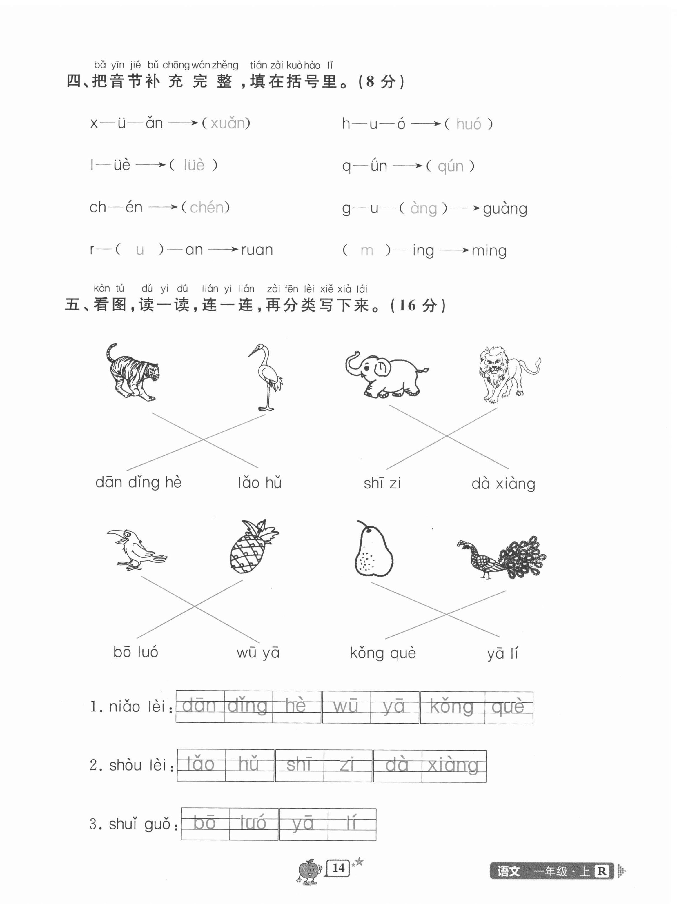 2020年開源圖書單元直通車一年級語文上冊人教版 第14頁