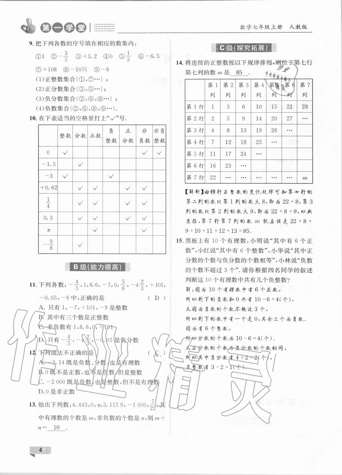 2020年第一學(xué)堂七年級(jí)數(shù)學(xué)上冊(cè)人教版 第4頁(yè)