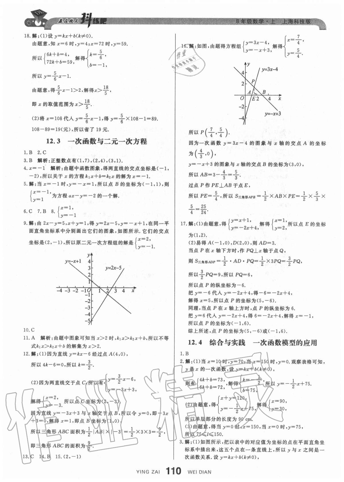 2020年抖練吧八年級數學上冊滬科版 參考答案第12頁
