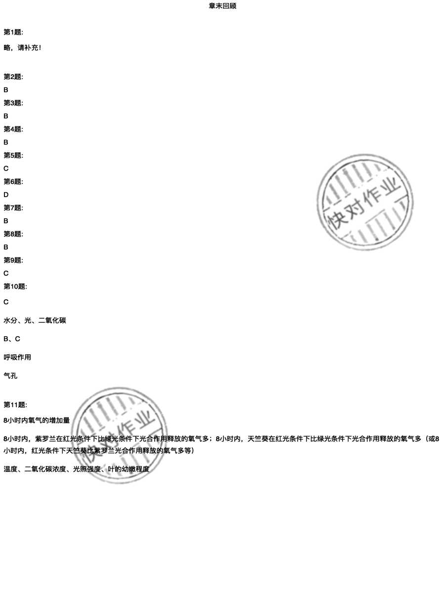 2020年新課程實踐與探究叢書七年級生物上冊濟(jì)南版 參考答案第15頁