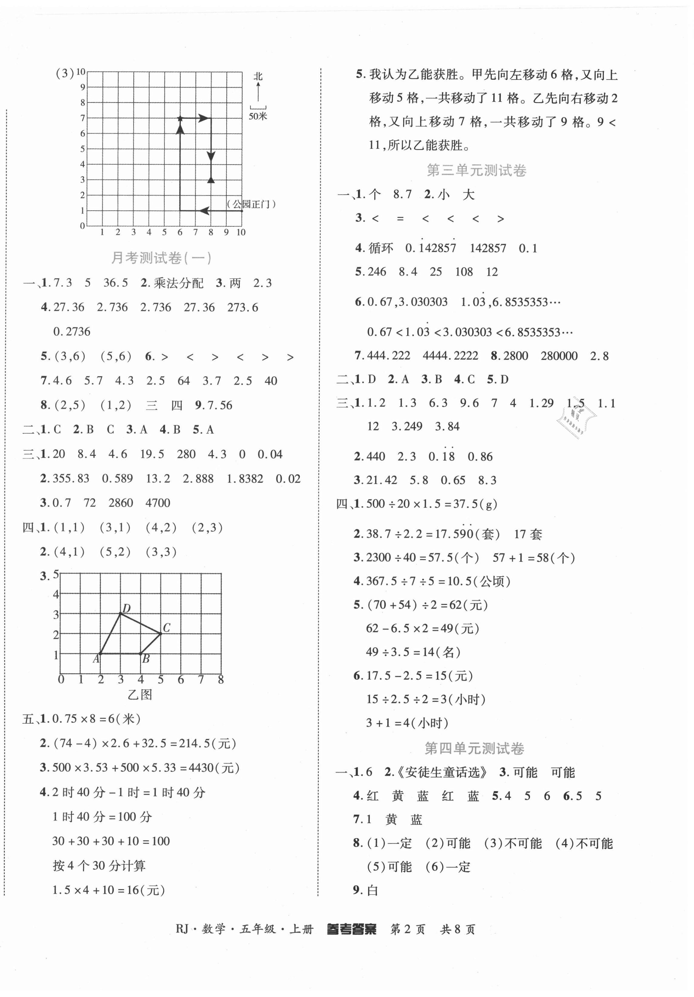2020年金榜必刷卷五年級數學上冊人教版 第2頁