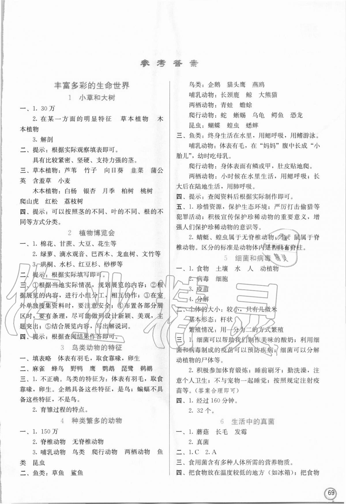 2020年科學(xué)學(xué)生同步訓(xùn)練手冊六年級上冊冀人版 第1頁