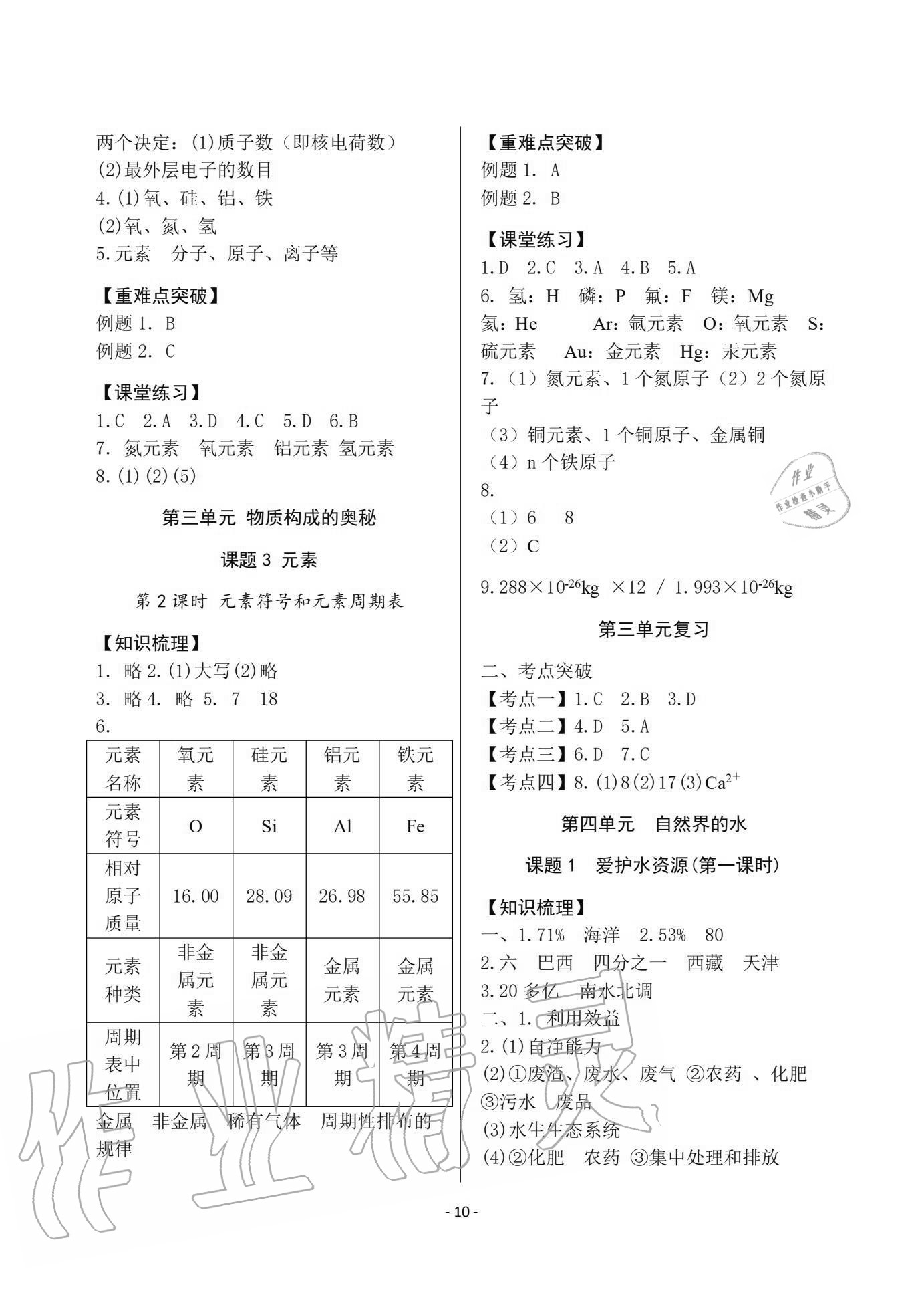 2020年经典导学九年级化学全一册人教版 参考答案第9页