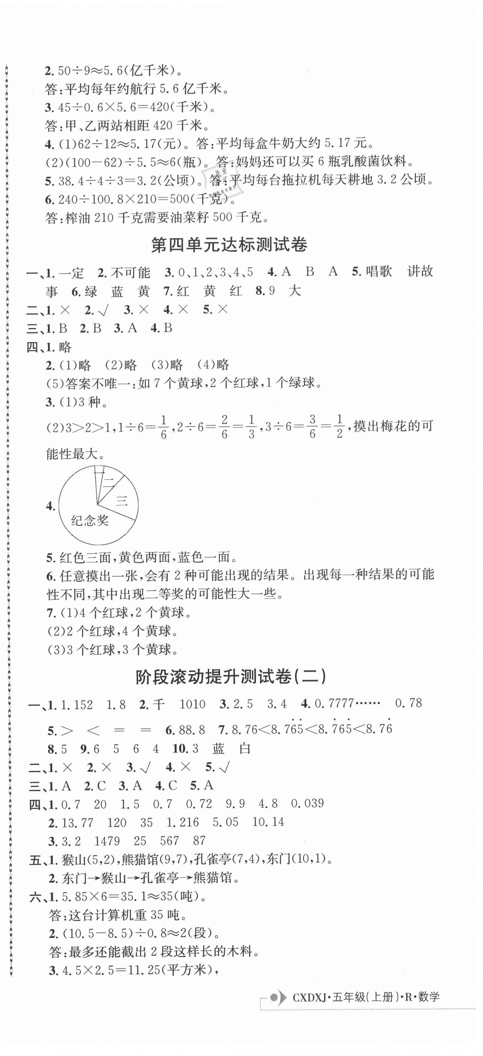 2020年創(chuàng)新導(dǎo)學(xué)卷五年級(jí)數(shù)學(xué)上冊(cè)人教版 參考答案第3頁(yè)