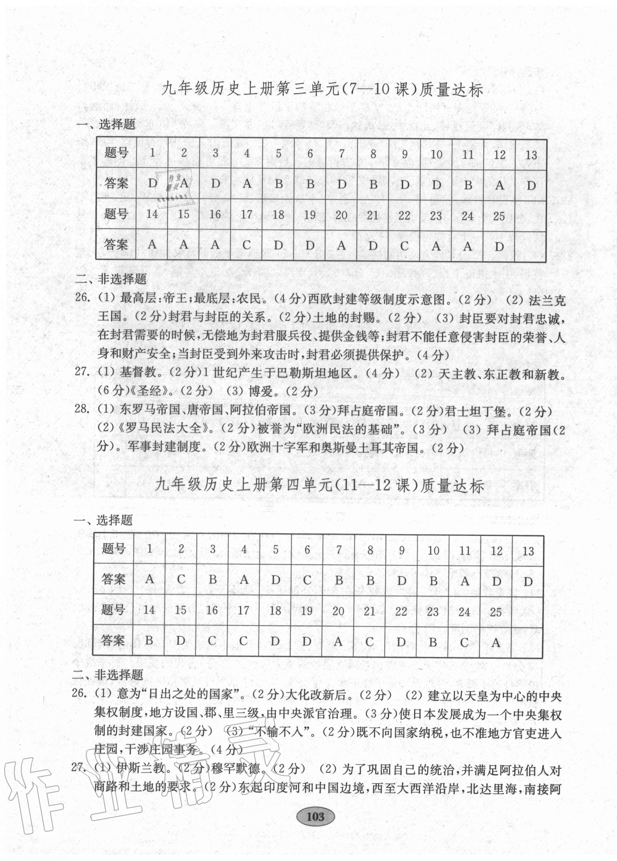 2020年初中歷史單元質(zhì)量達標(biāo)九年級全一冊人教版 第3頁