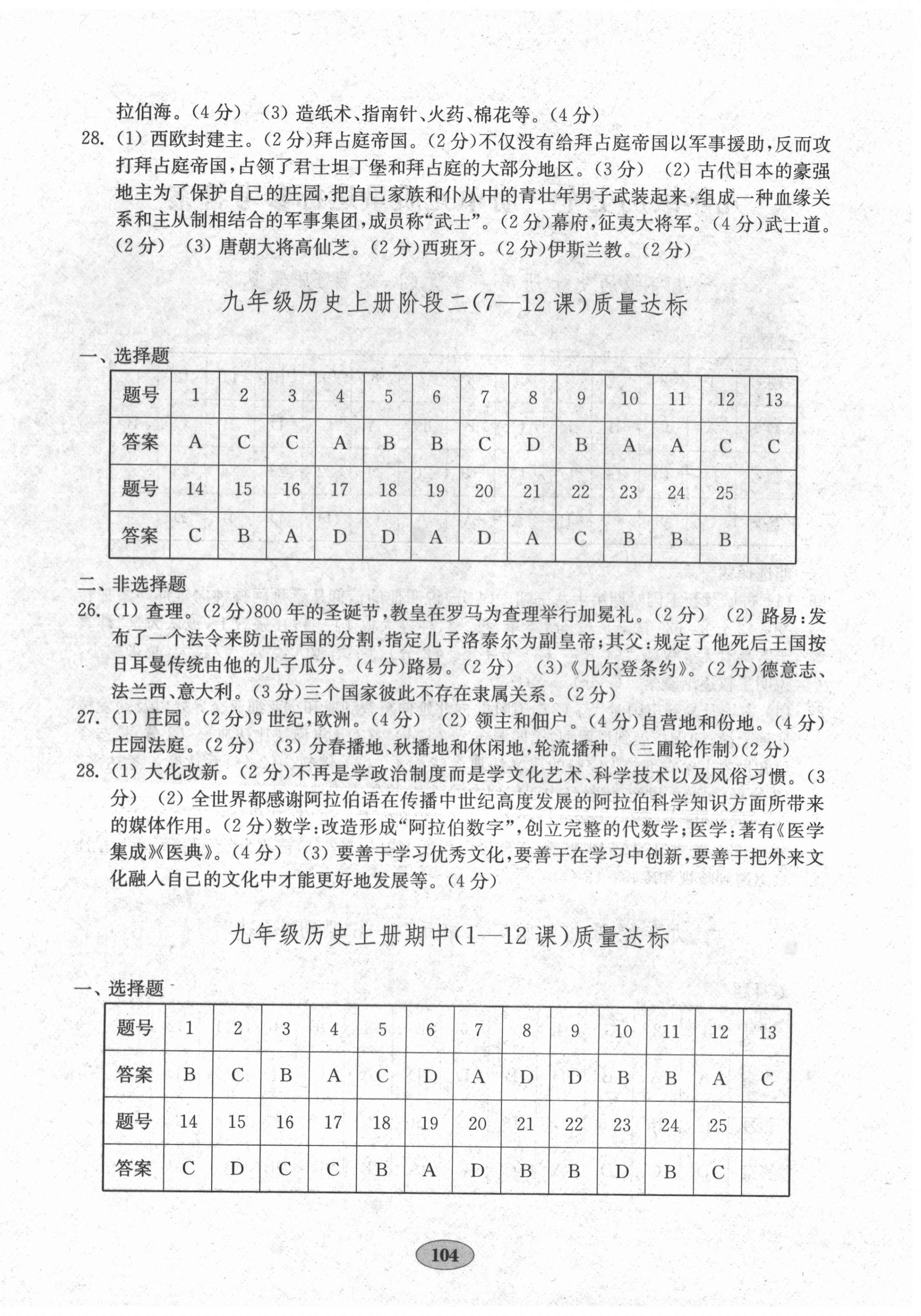 2020年初中歷史單元質(zhì)量達(dá)標(biāo)九年級全一冊人教版 第4頁