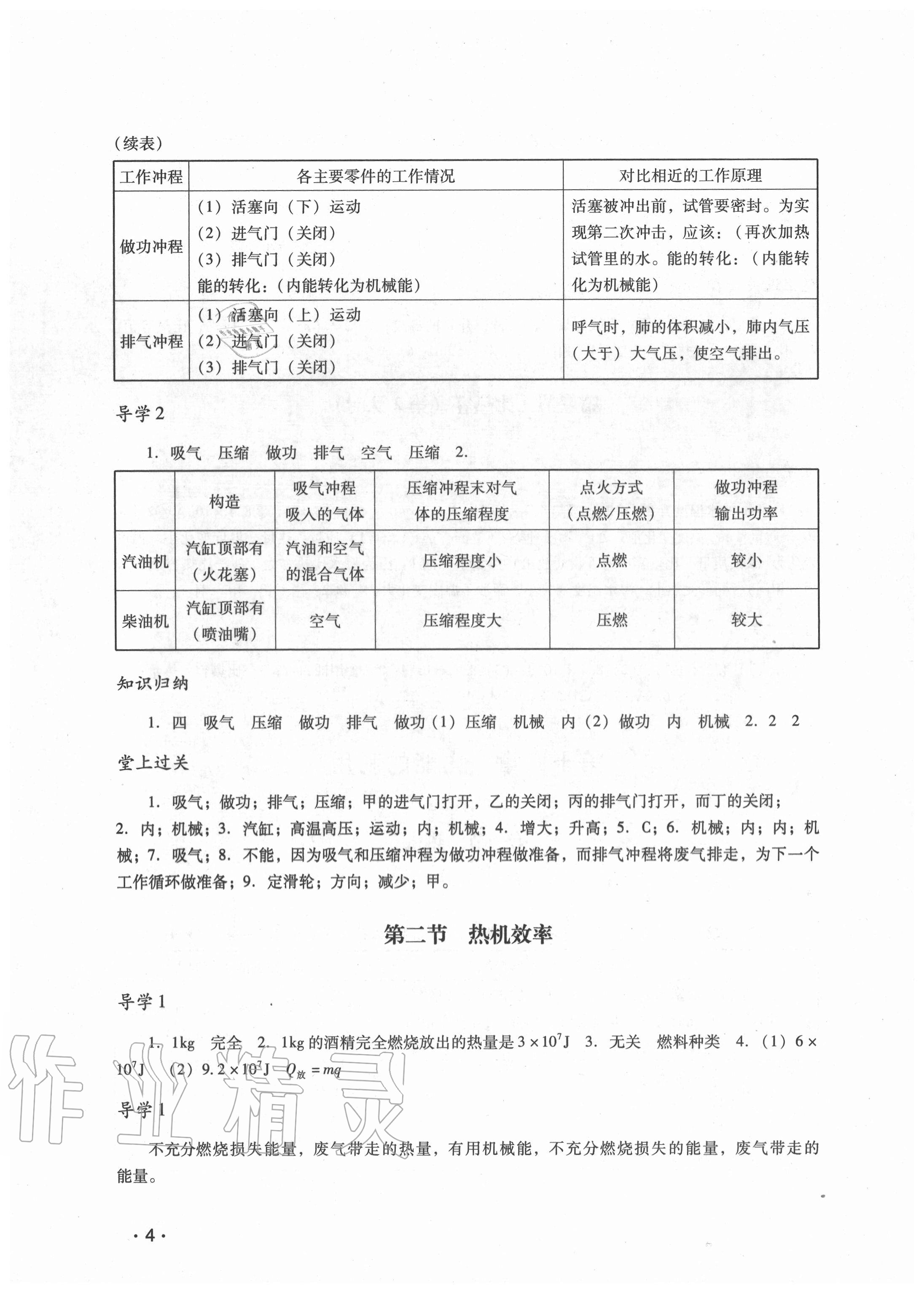 2020年经典导学九年级物理全一册人教版 参考答案第4页