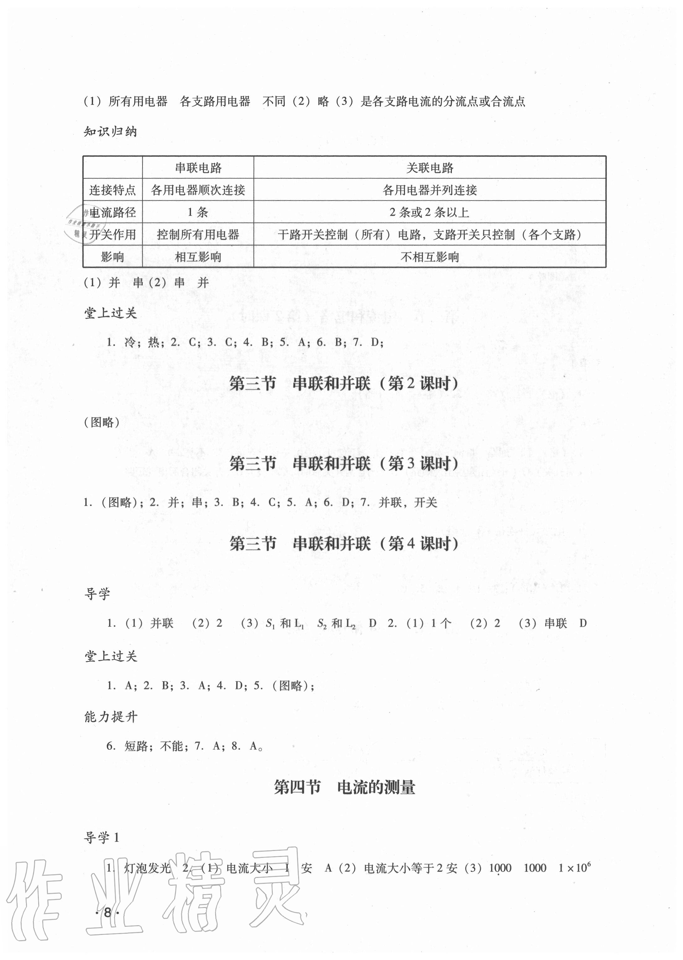 2020年經(jīng)典導(dǎo)學(xué)九年級(jí)物理全一冊(cè)人教版 參考答案第8頁(yè)