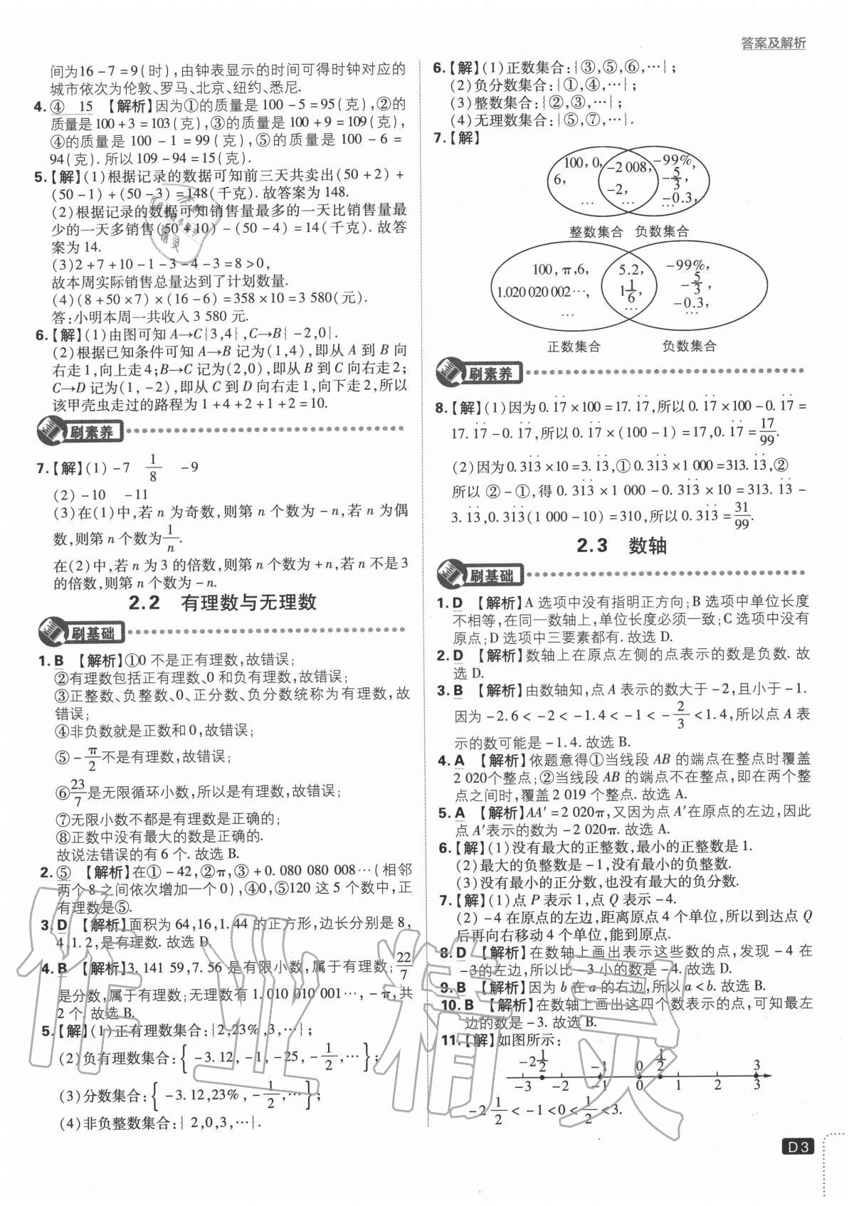 2020年初中必刷題七年級數(shù)學(xué)上冊課標(biāo)版 參考答案第3頁