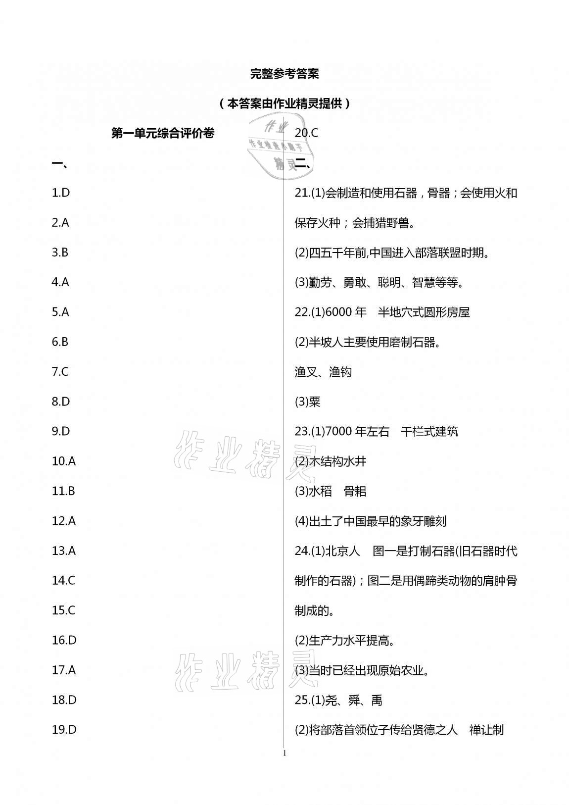 2020年新課標(biāo)節(jié)節(jié)高單元評(píng)價(jià)與階段月考試卷七年級(jí)歷史上冊(cè)人教版 第1頁(yè)