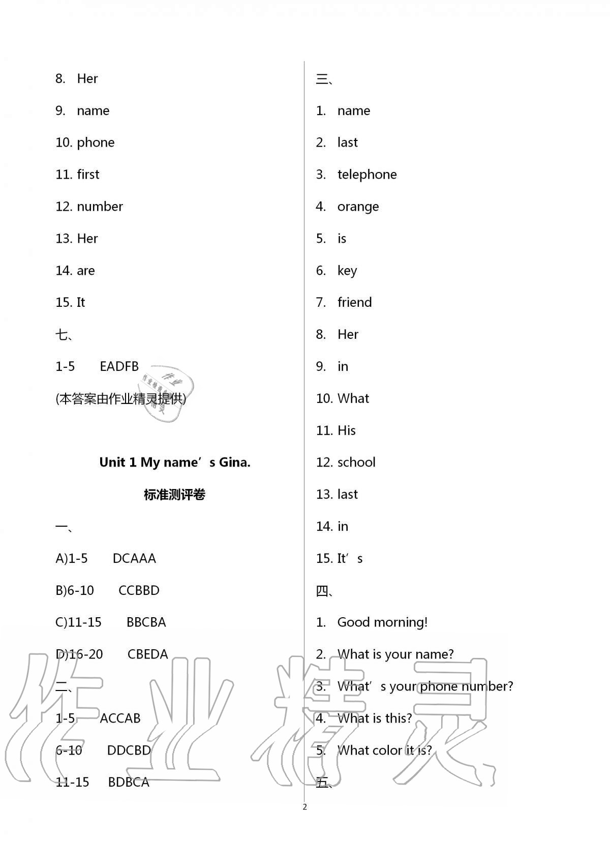 2020年新課標(biāo)節(jié)節(jié)高單元評價與階段月考試卷七年級英語上冊人教版 第2頁