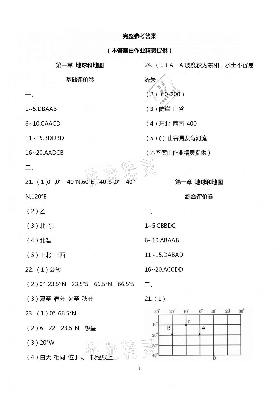 2020年新課標節(jié)節(jié)高單元評價與階段月考試卷七年級地理上冊人教版 第1頁