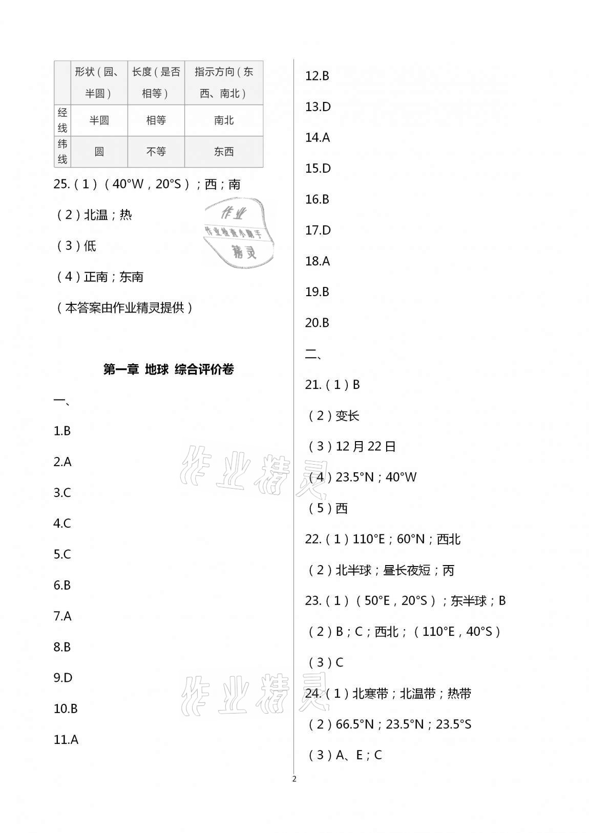 2020年新课标节节高单元评价与阶段月考试卷七年级地理上册商务星球版 第2页