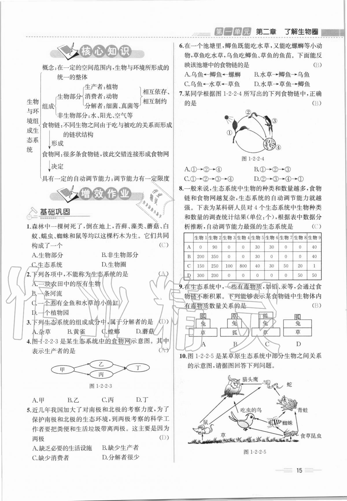 2020年人教金学典同步解析与测评七年级生物学上册人教版云南专版 第15页