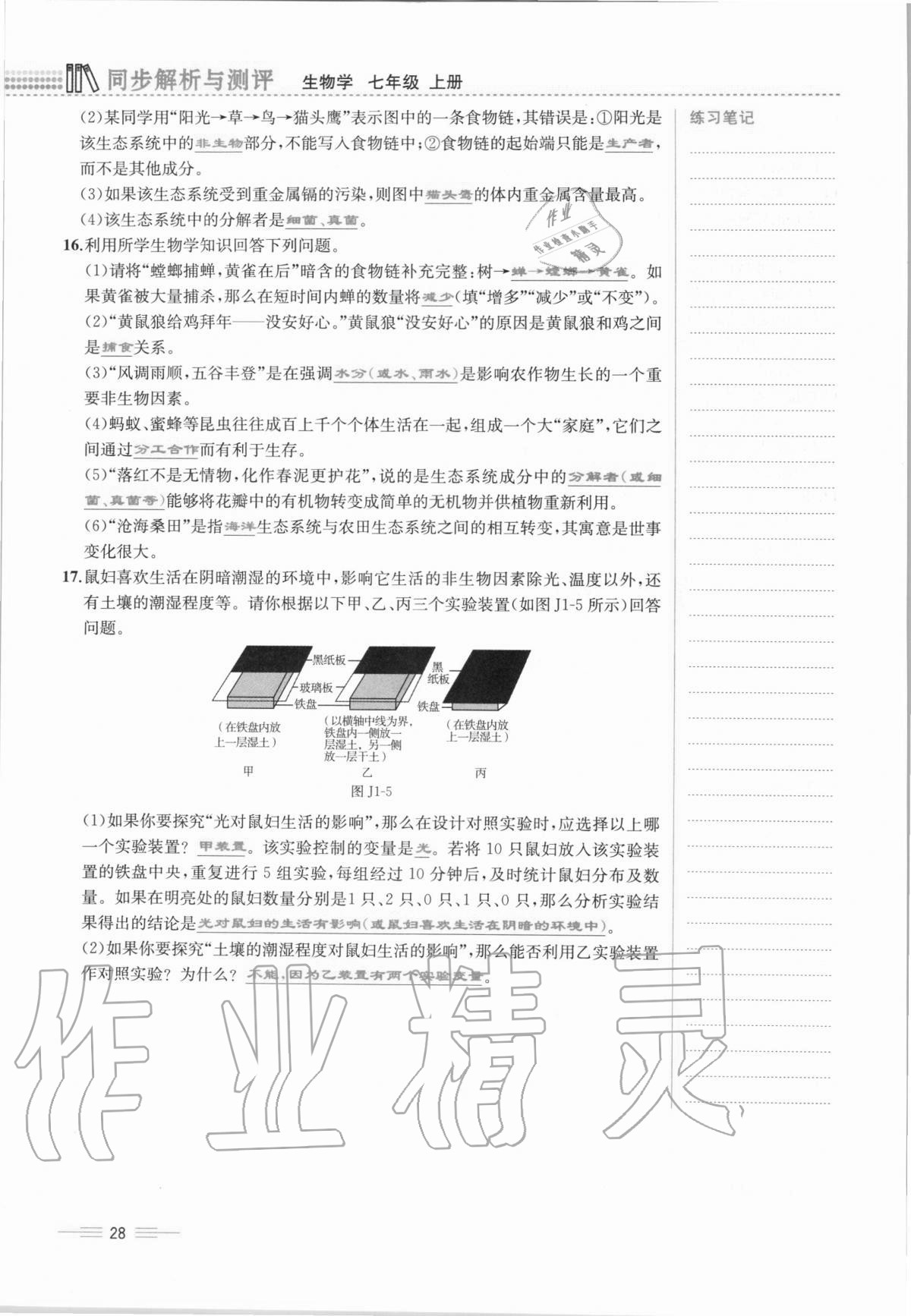 2020年人教金學(xué)典同步解析與測評七年級生物學(xué)上冊人教版云南專版 第28頁