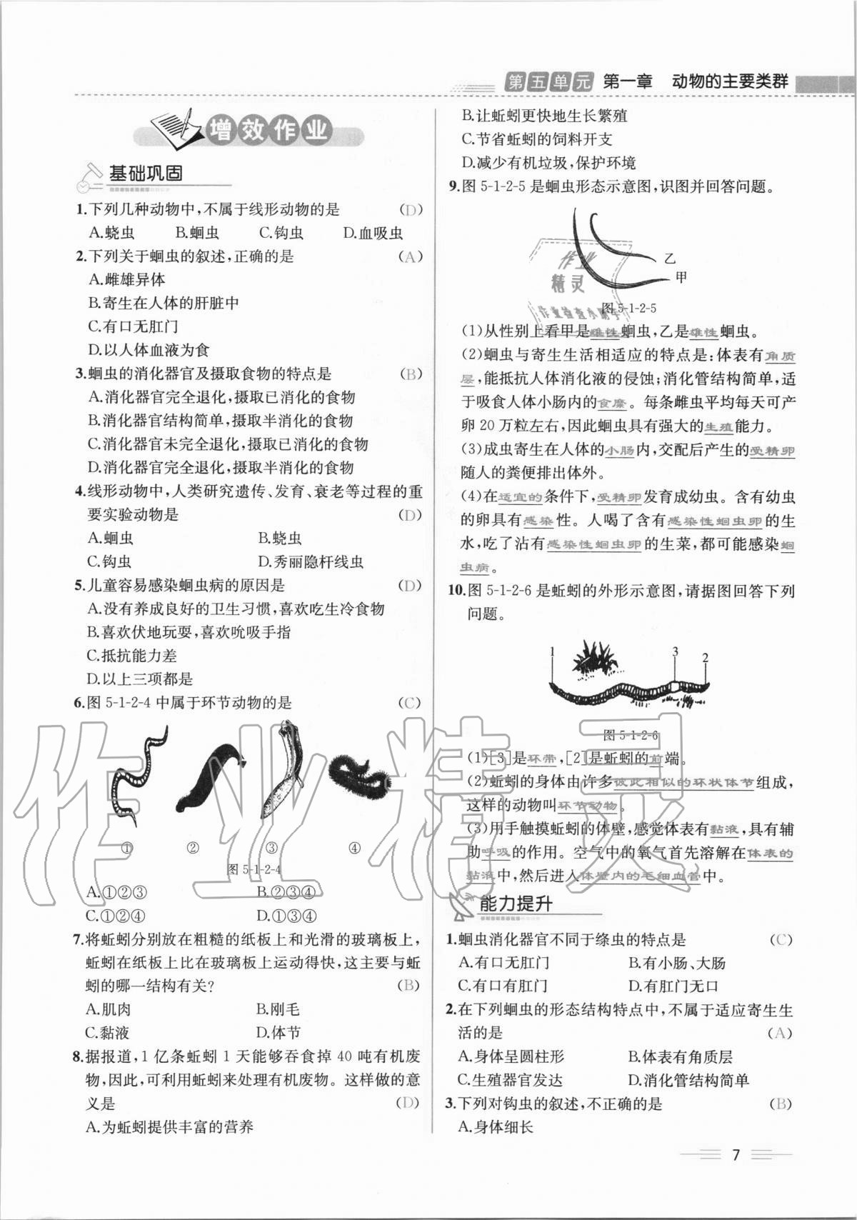 2020年人教金学典同步解析与测评八年级生物学上册人教版云南专版 第7页