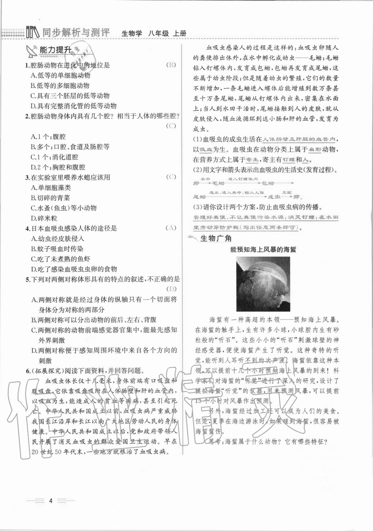 2020年人教金学典同步解析与测评八年级生物学上册人教版云南专版 第4页