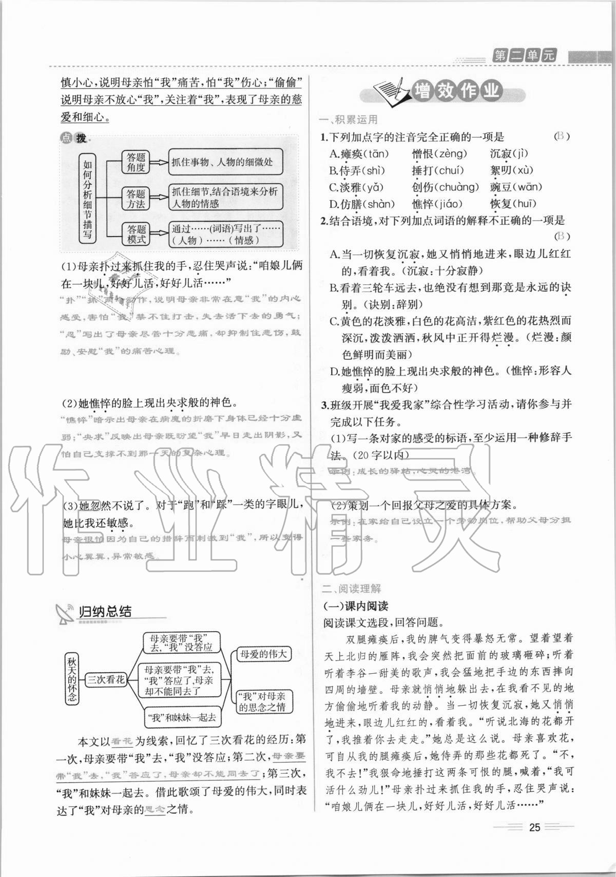 2020年人教金学典同步解析与测评七年级语文上册人教版云南专版 第25页