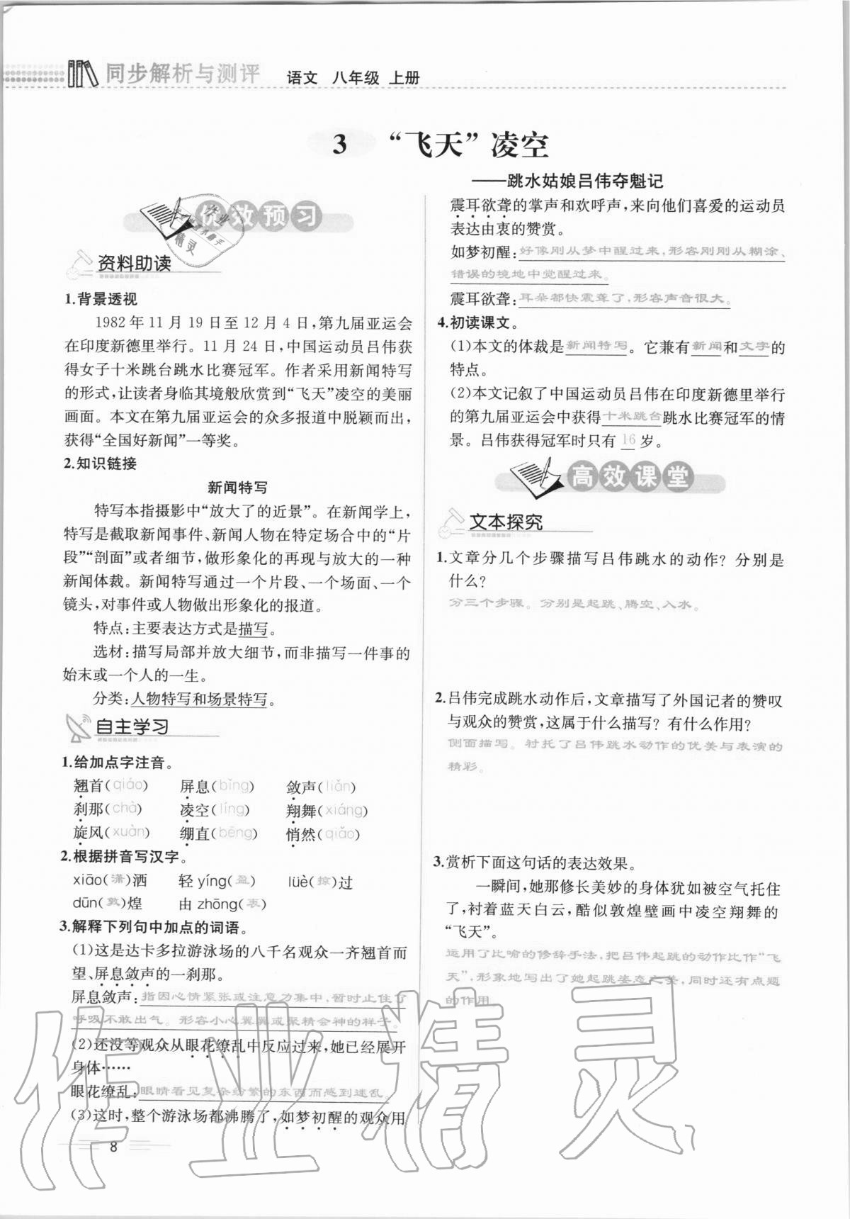 2020年人教金学典同步解析与测评八年级语文上册人教版云南专版 第8页