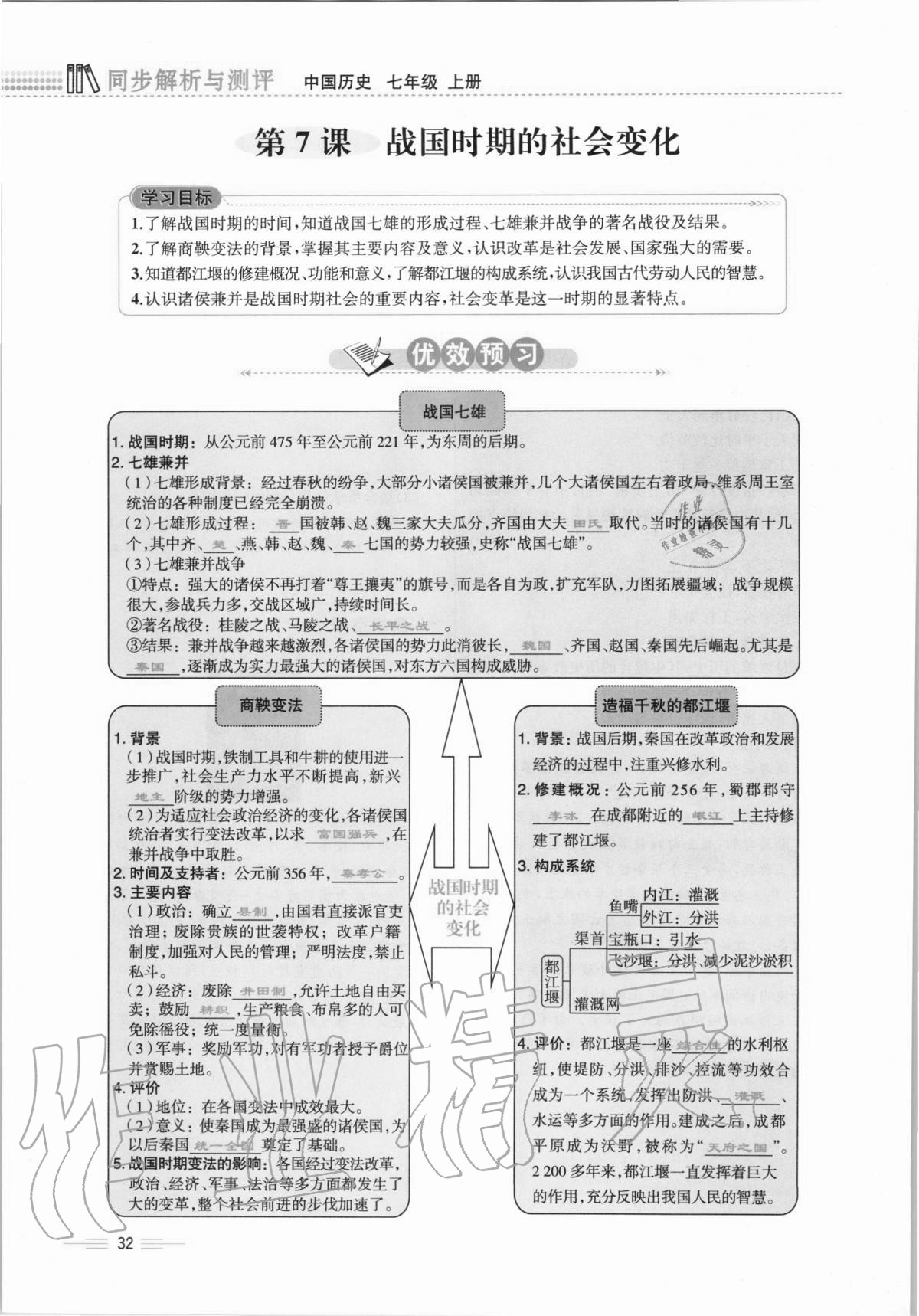 2020年人教金學(xué)典同步解析與測(cè)評(píng)七年級(jí)中國(guó)歷史上冊(cè)人教版云南專(zhuān)版 第32頁(yè)