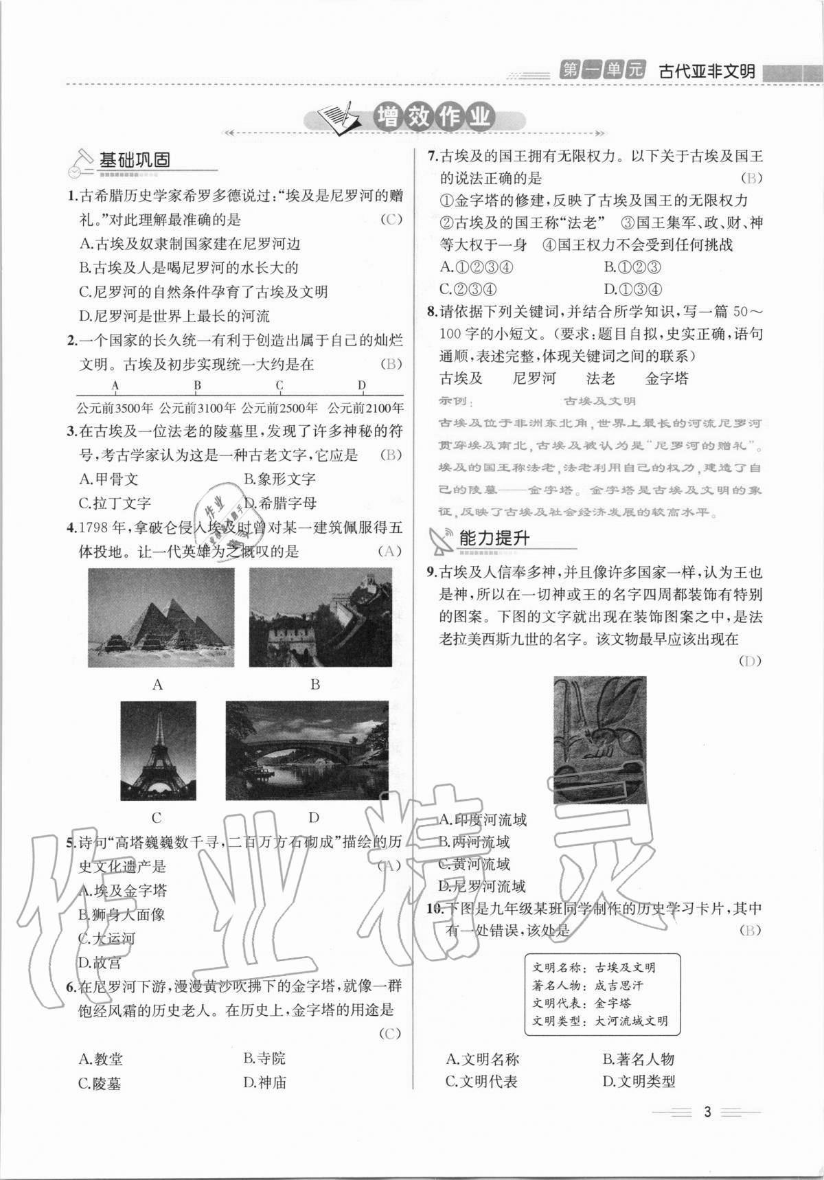 2020年人教金學(xué)典同步解析與測(cè)評(píng)九年級(jí)世界歷史上冊(cè)人教版云南專版 第3頁