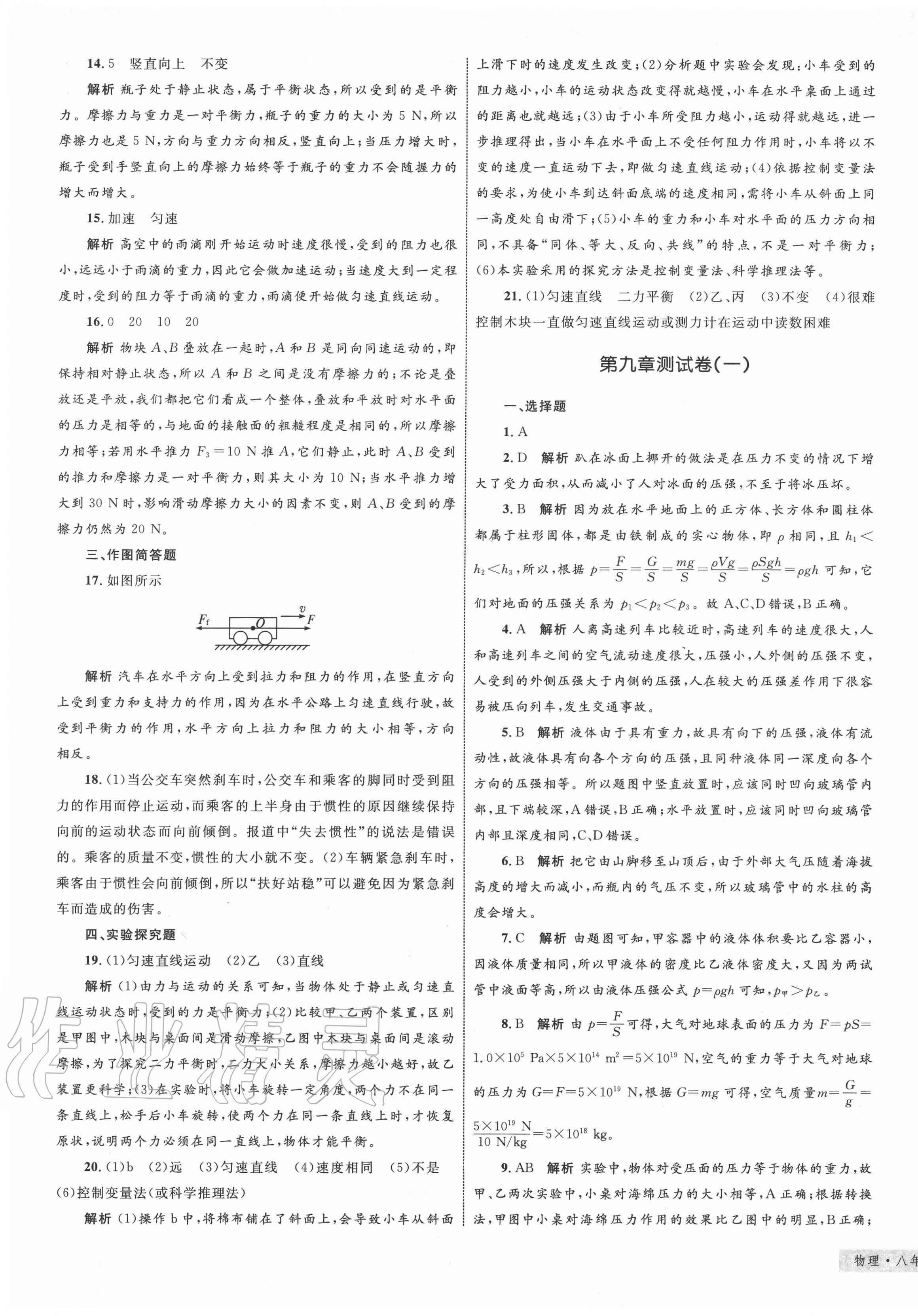 2020年優(yōu)化設(shè)計單元測試卷八年級物理下冊人教版 第5頁