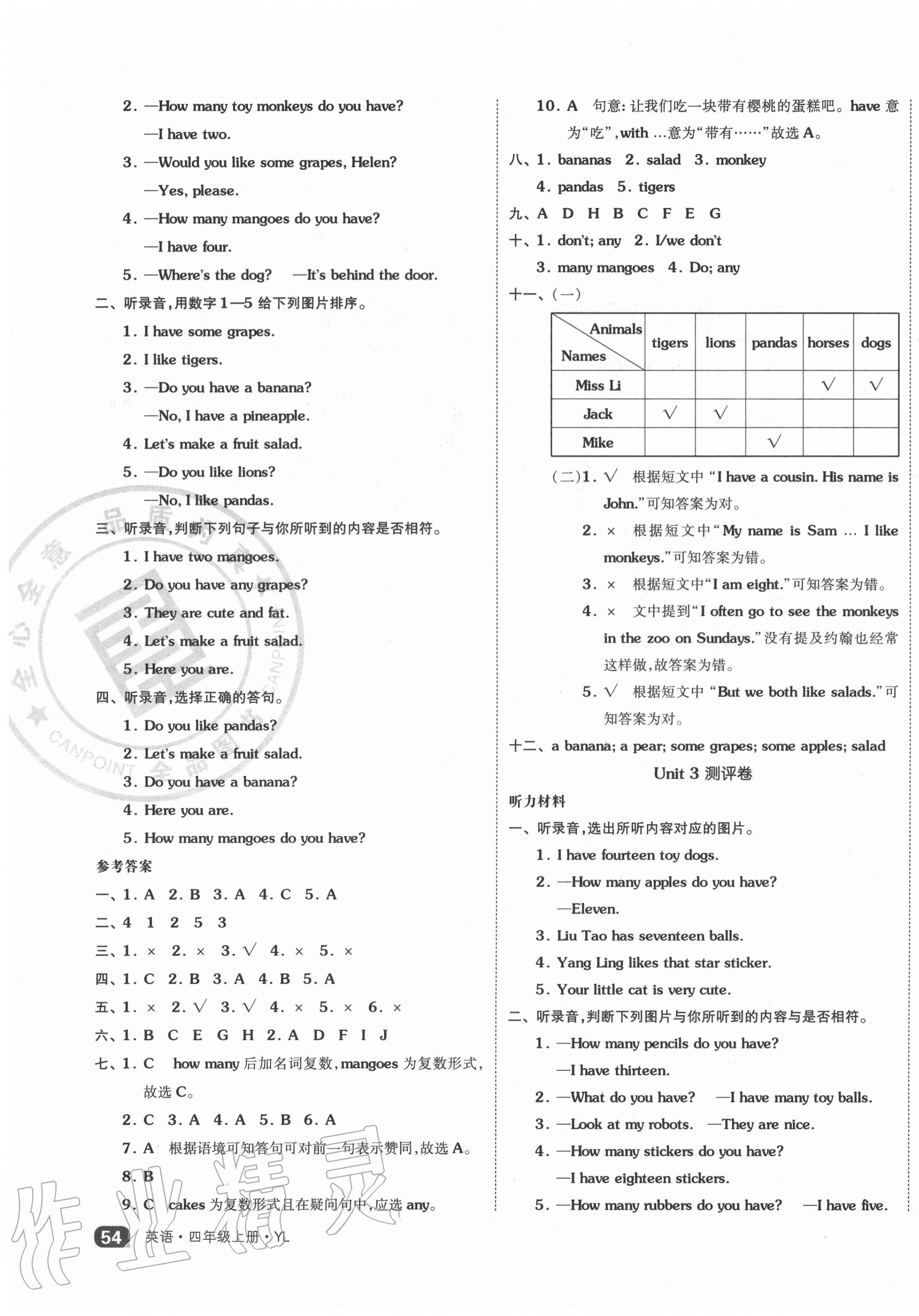 2020年全品小复习四年级英语上册译林版 第3页