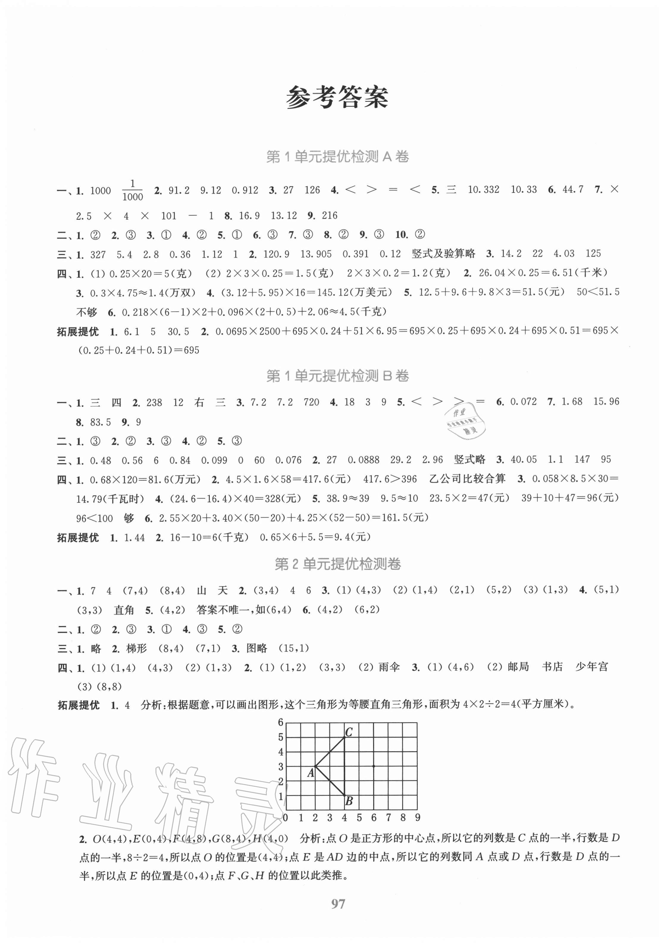 2020年同步跟蹤大試卷五年級數(shù)學(xué)上冊人教版 參考答案第1頁