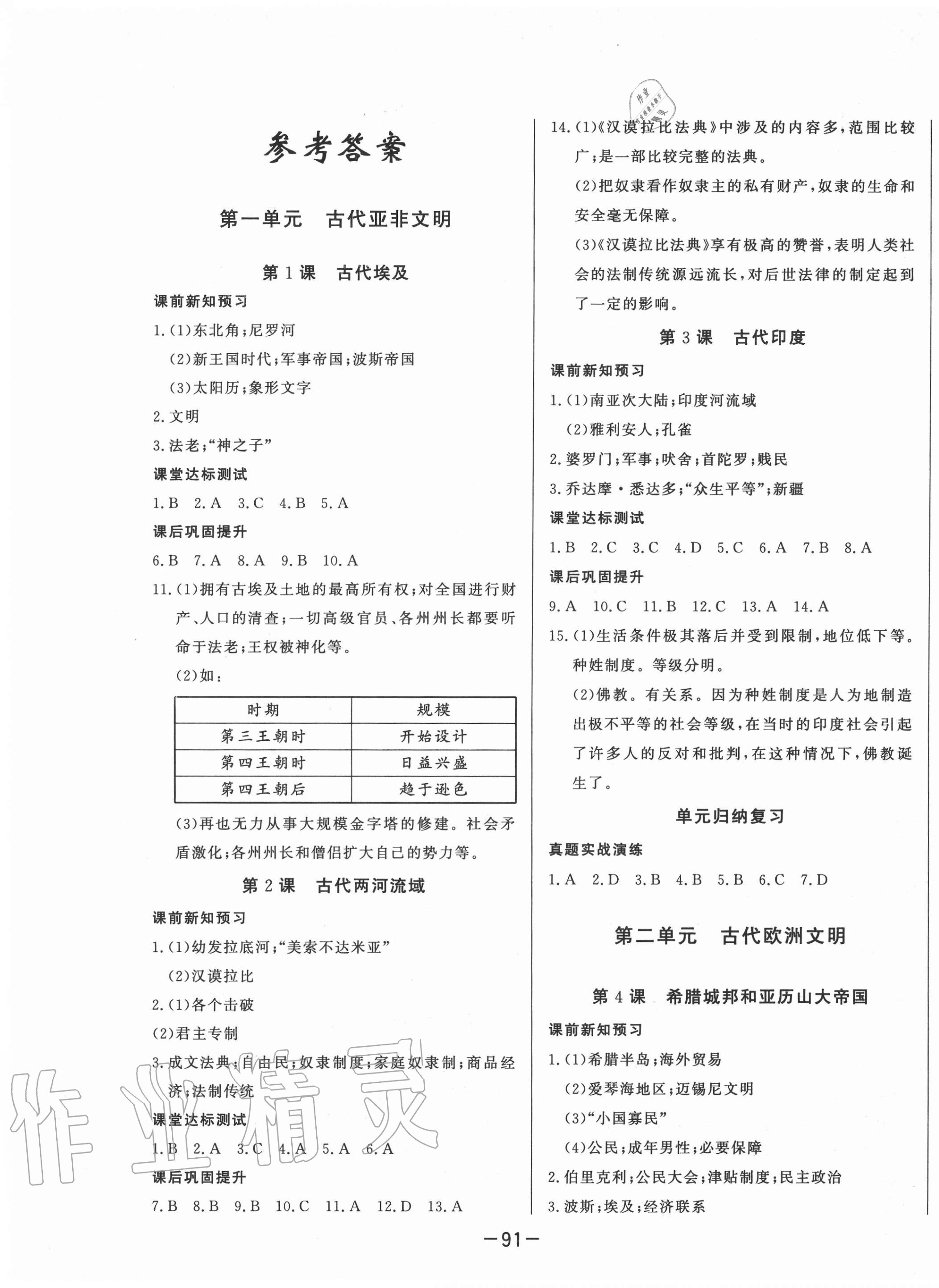 2020年A加优化作业本九年级历史上册人教版 第1页