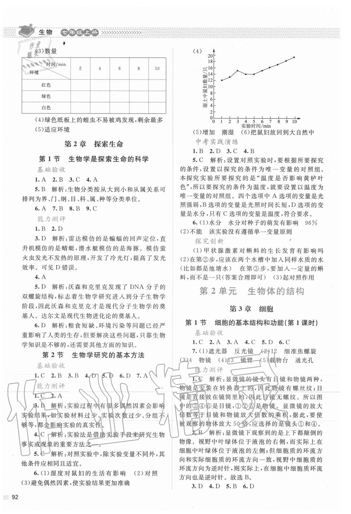 2020年课堂精练七年级生物上册北师大版双色版 第2页