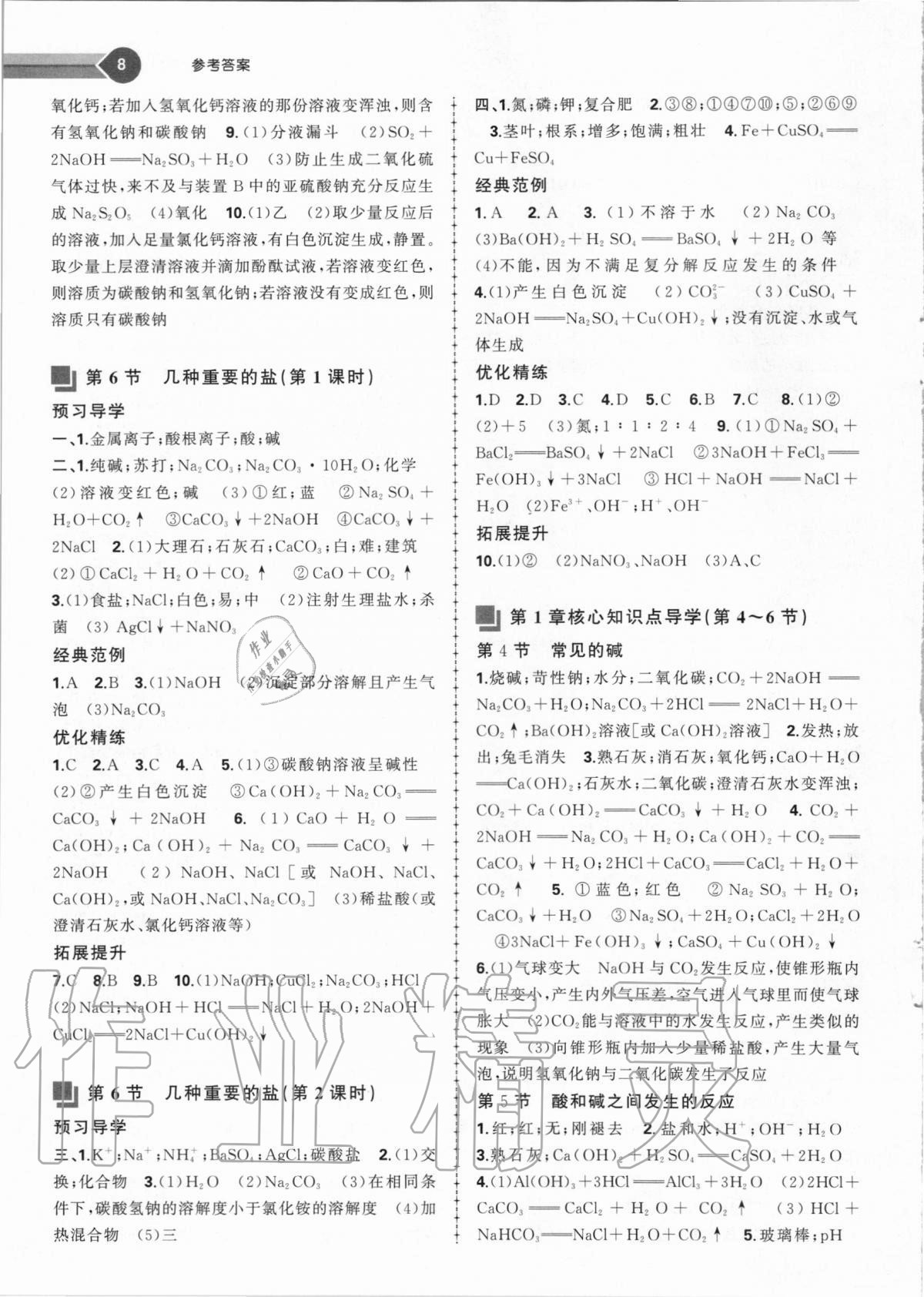 2020年導與學同步精練九年級科學全一冊浙教版 第8頁