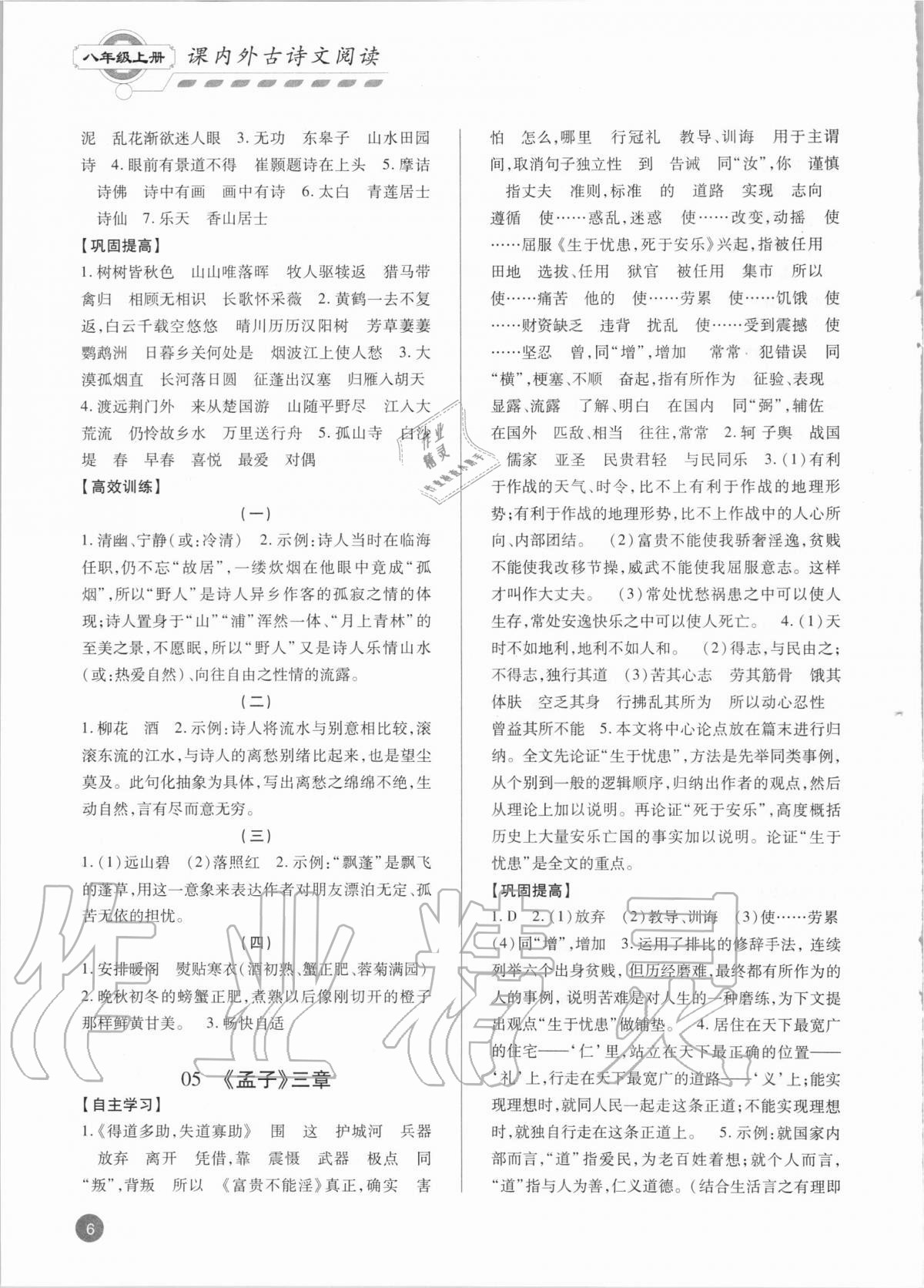 2021年專題攻略課內外古詩文閱讀高效訓練八年級語文人教版 第6頁