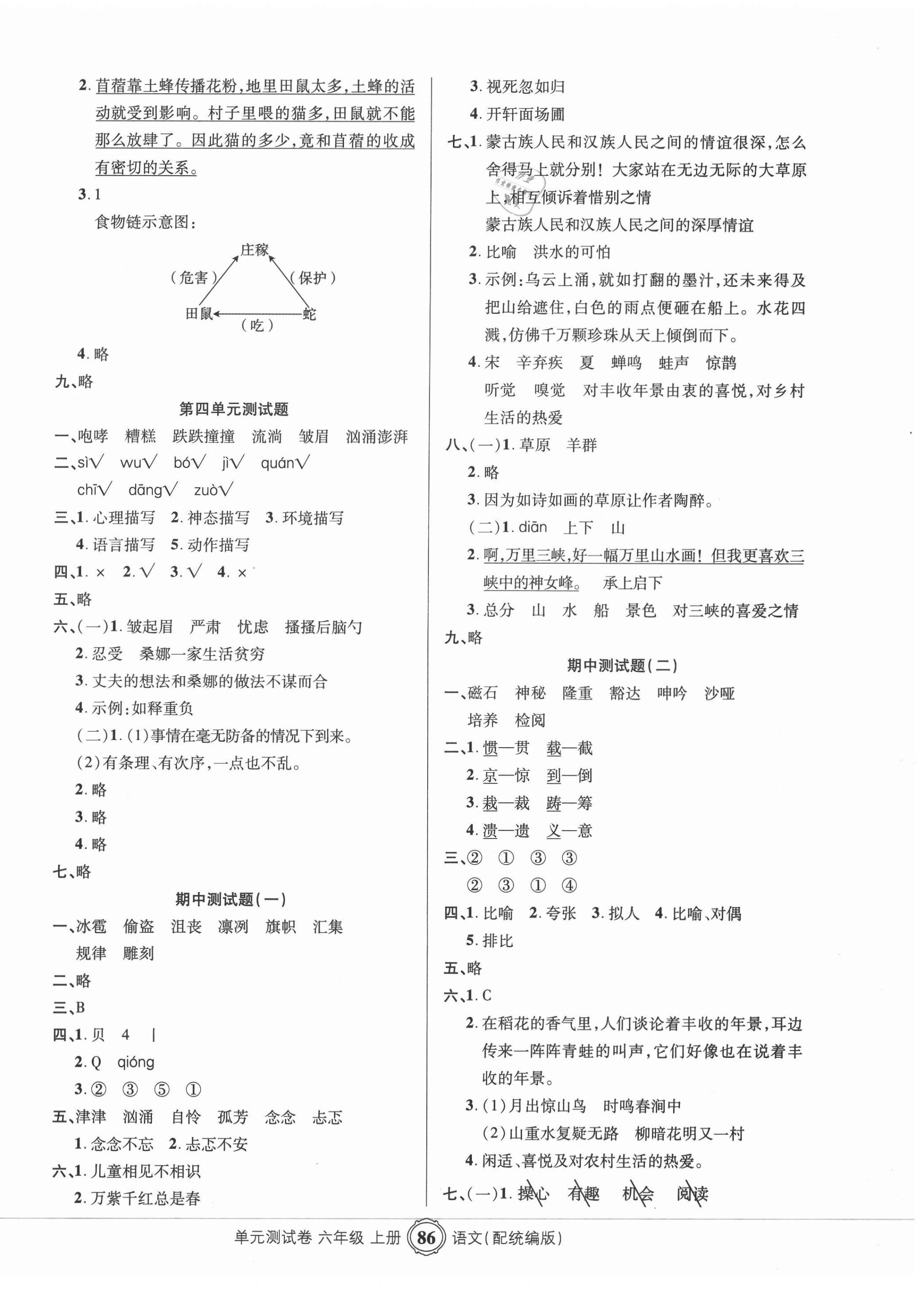 2020年智慧通單元測試卷六年級語文上冊人教版 第2頁