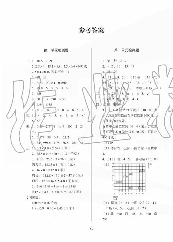 2020年一課三練單元測試五年級數(shù)學上冊人教版 第1頁