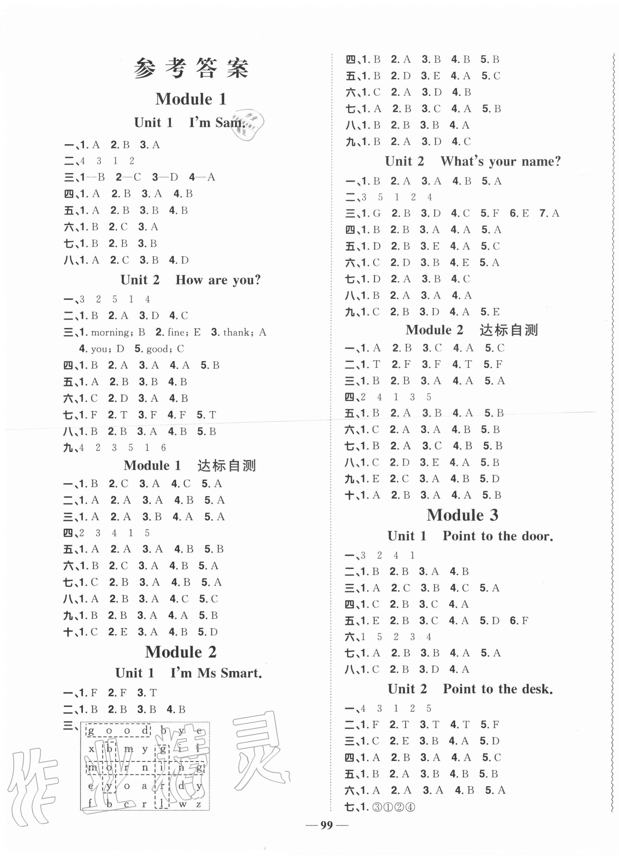 2020年陽光同學(xué)課時(shí)優(yōu)化作業(yè)三年級(jí)英語上冊(cè)外研版 第1頁