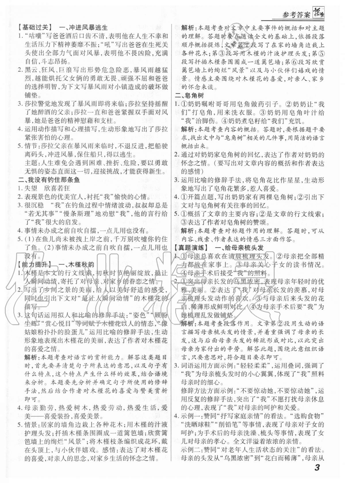 2020年登甲閱讀七年級語文 第3頁