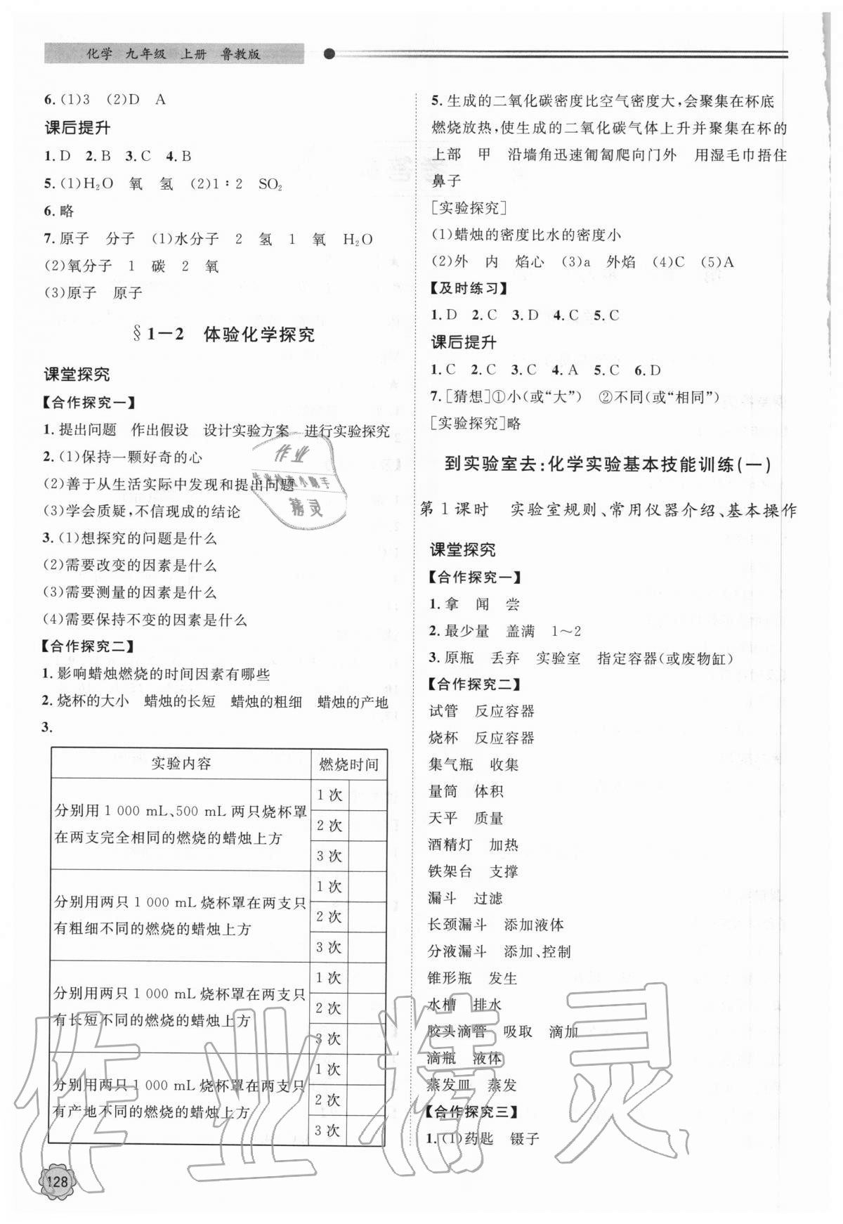 2020年初中同步練習冊九年級化學上冊魯教版明天出版社 第2頁