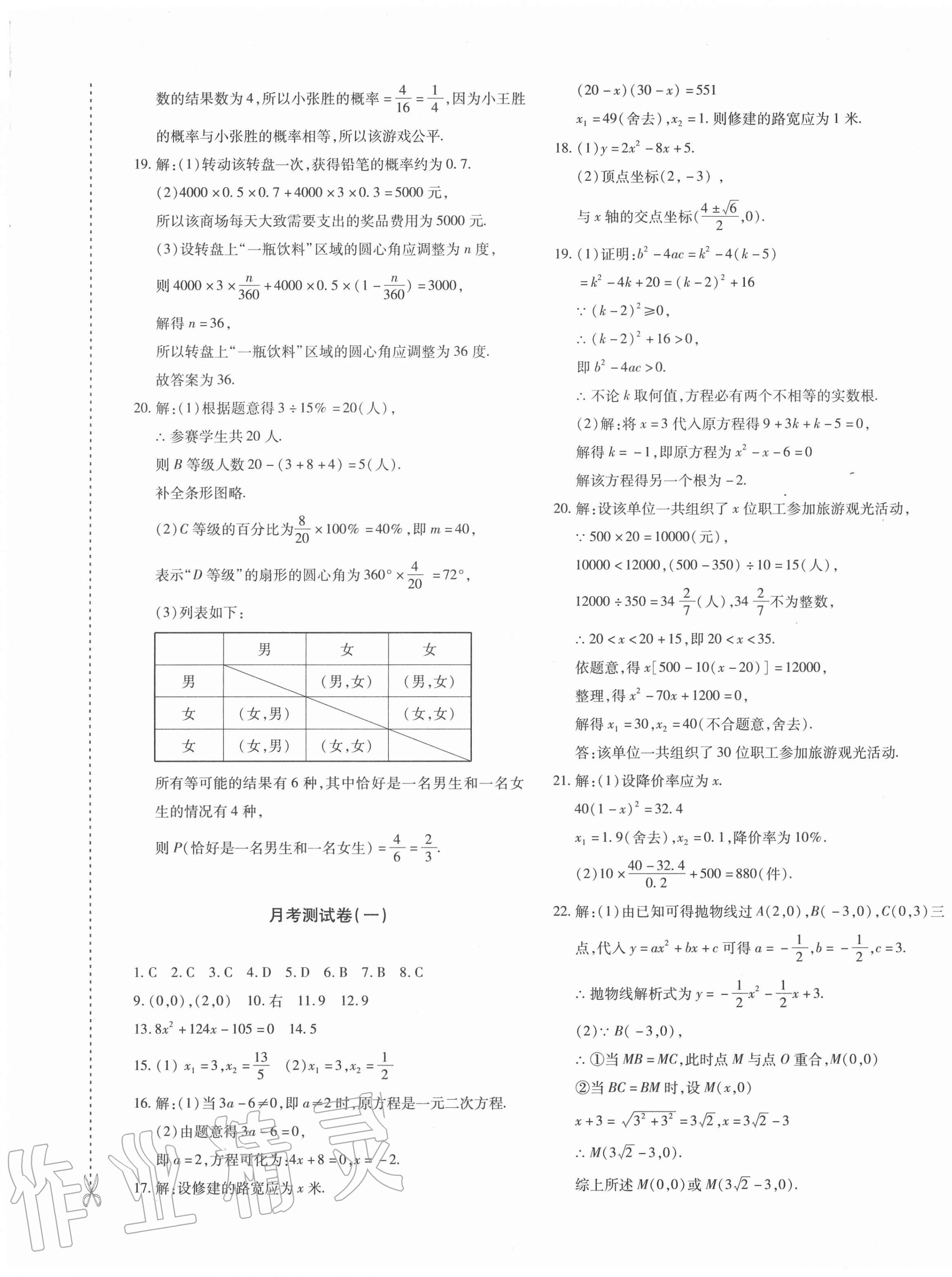 2020年優(yōu)學(xué)1+1評(píng)價(jià)與測(cè)試九年級(jí)數(shù)學(xué)全一冊(cè)人教版 參考答案第17頁(yè)