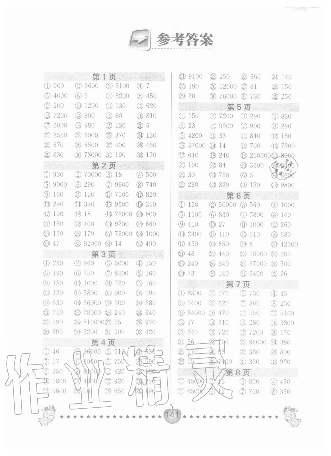 2020年超能學典口算題卡五年級上冊江蘇版 第1頁