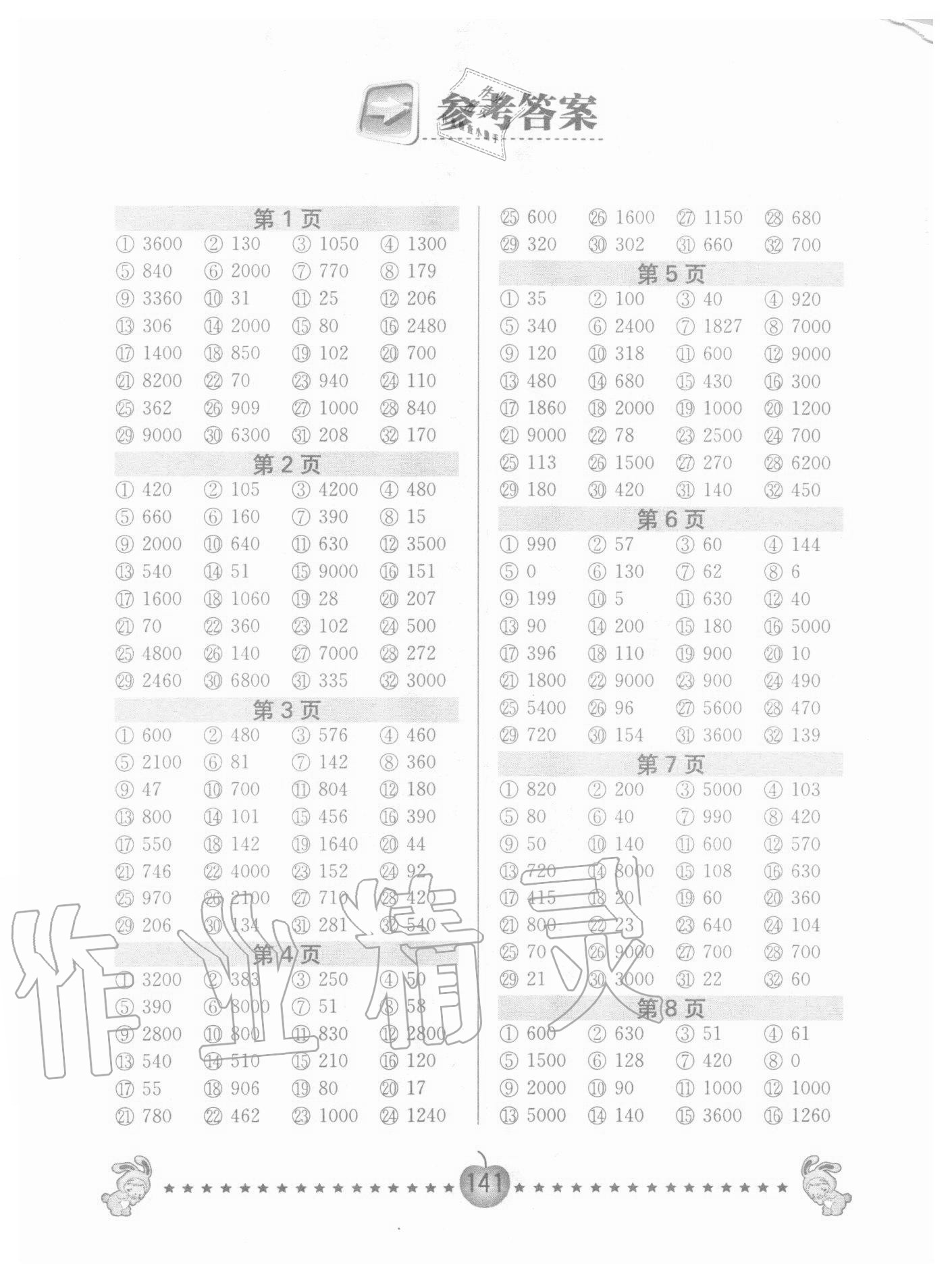 2020年超能學(xué)典口算題卡四年級(jí)上冊(cè)江蘇版 第1頁(yè)