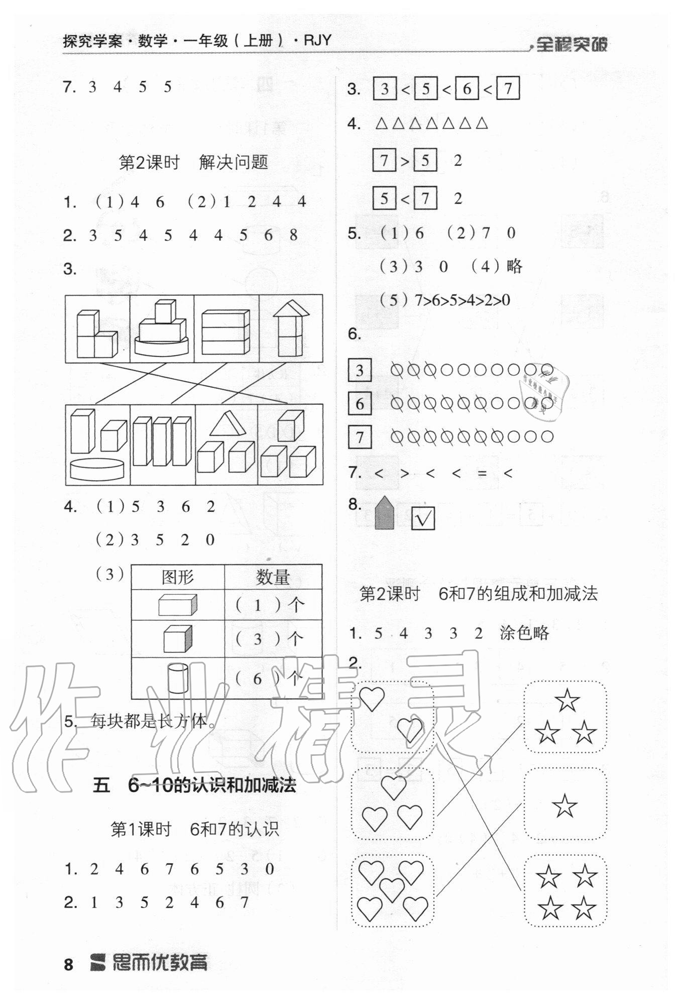 2020年全程突破一年級(jí)數(shù)學(xué)上冊(cè)人教版 第8頁