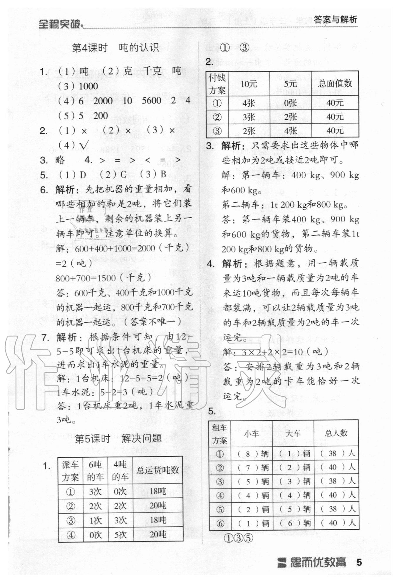 2020年全程突破三年級(jí)數(shù)學(xué)上冊(cè)人教版 第5頁