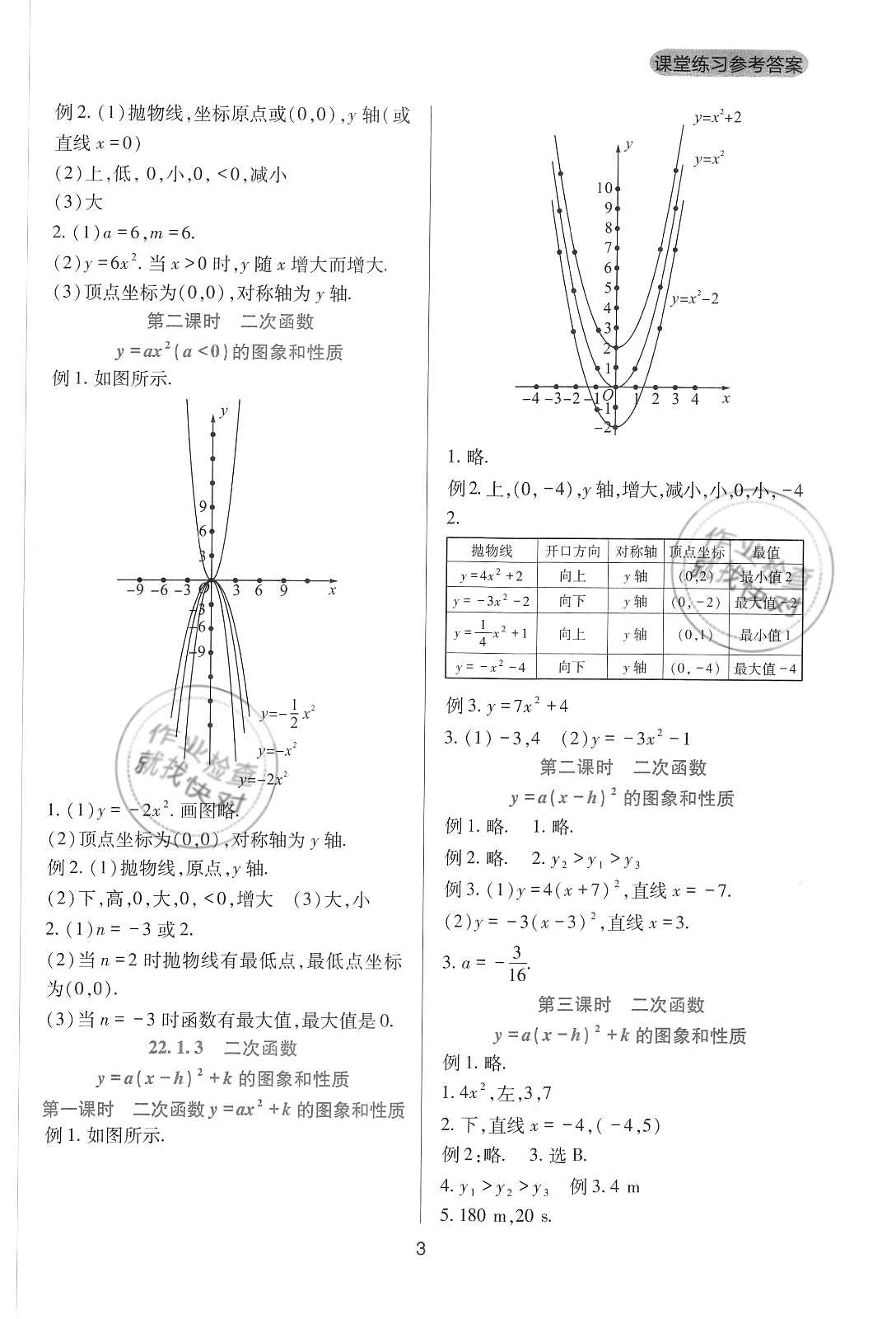 2020年新课程实践与探究丛书九年级数学上册人教版 参考答案第3页