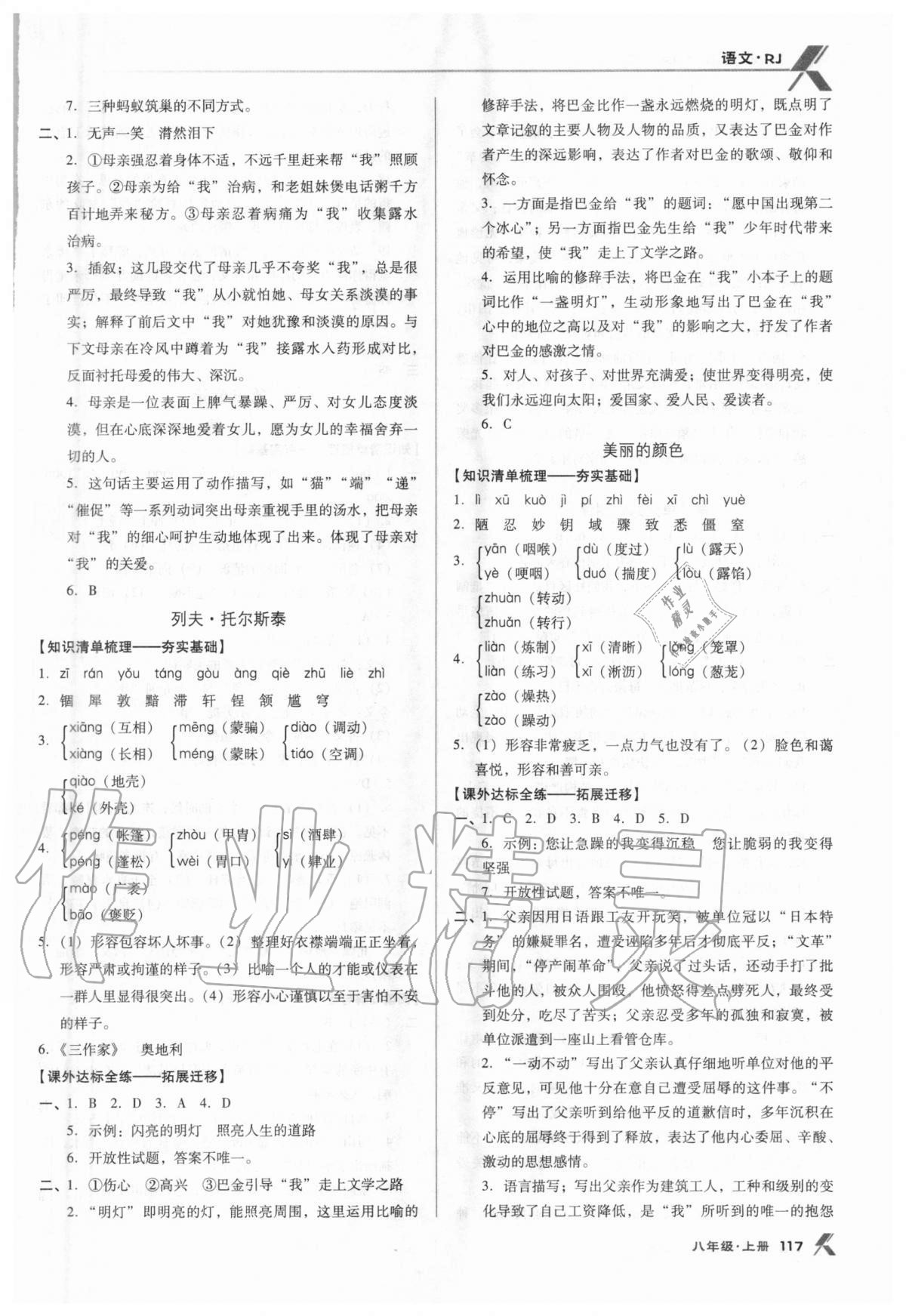 2020年全優(yōu)點(diǎn)練課計(jì)劃八年級(jí)語(yǔ)文上冊(cè)人教版 參考答案第4頁(yè)