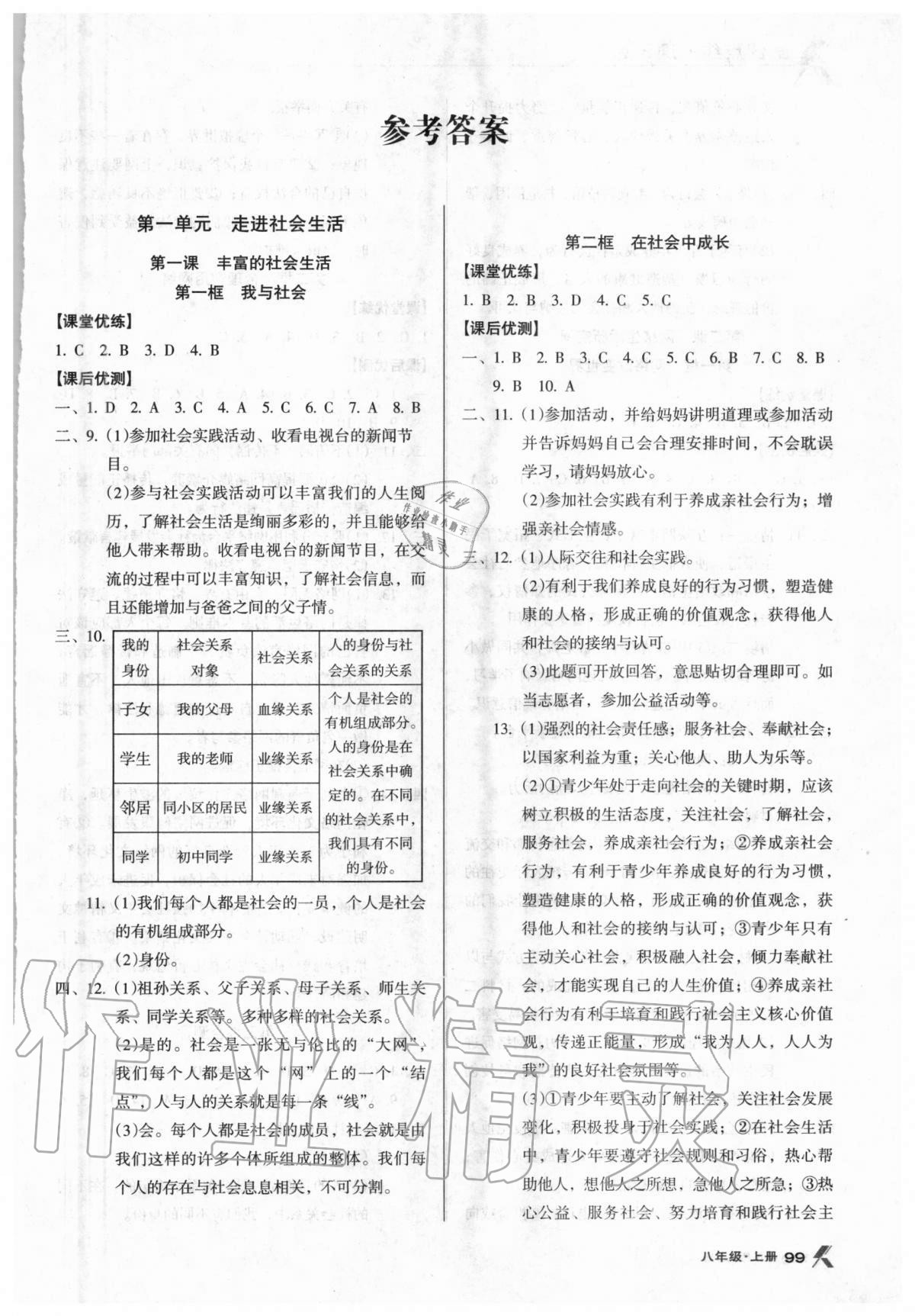 2020年全優(yōu)點練課計劃八年級道德與法治上冊人教版 第1頁