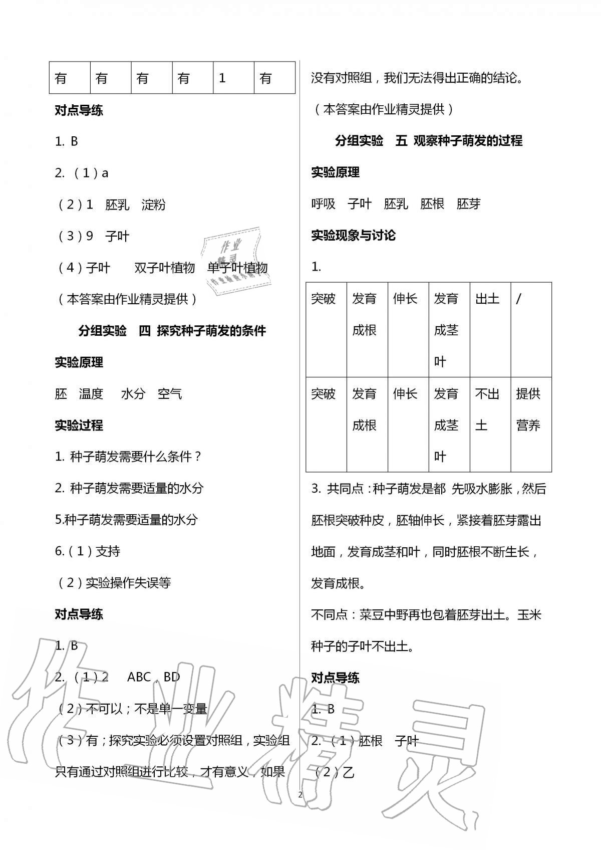 2020年初中實驗探究報告冊八年級生物學上冊濟南版山東教育出版社 第2頁