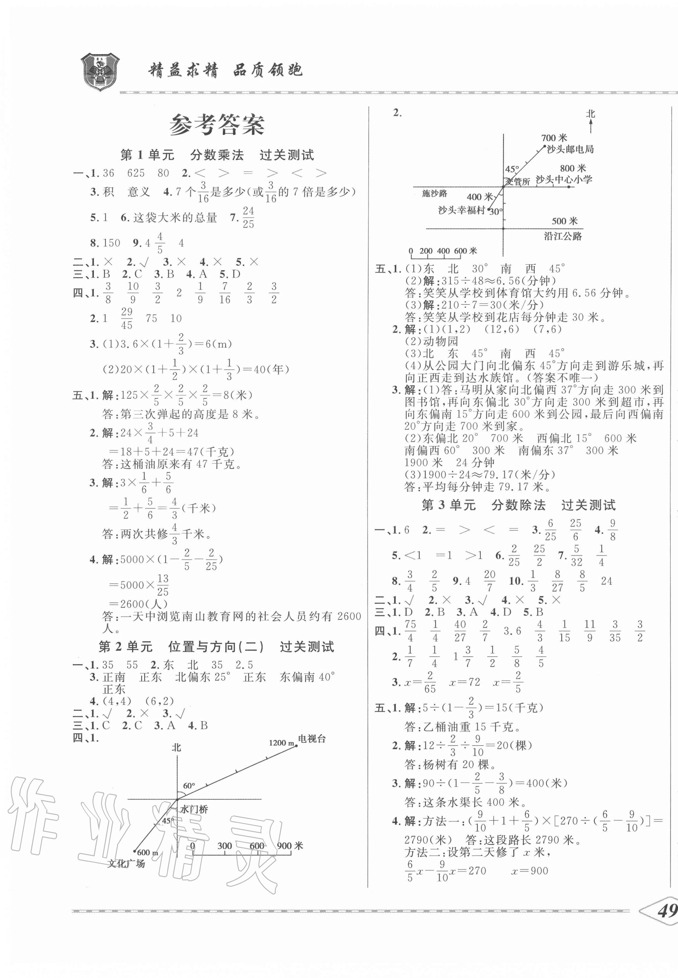 2020年一飞冲天小复习六年级数学上册人教版 第1页