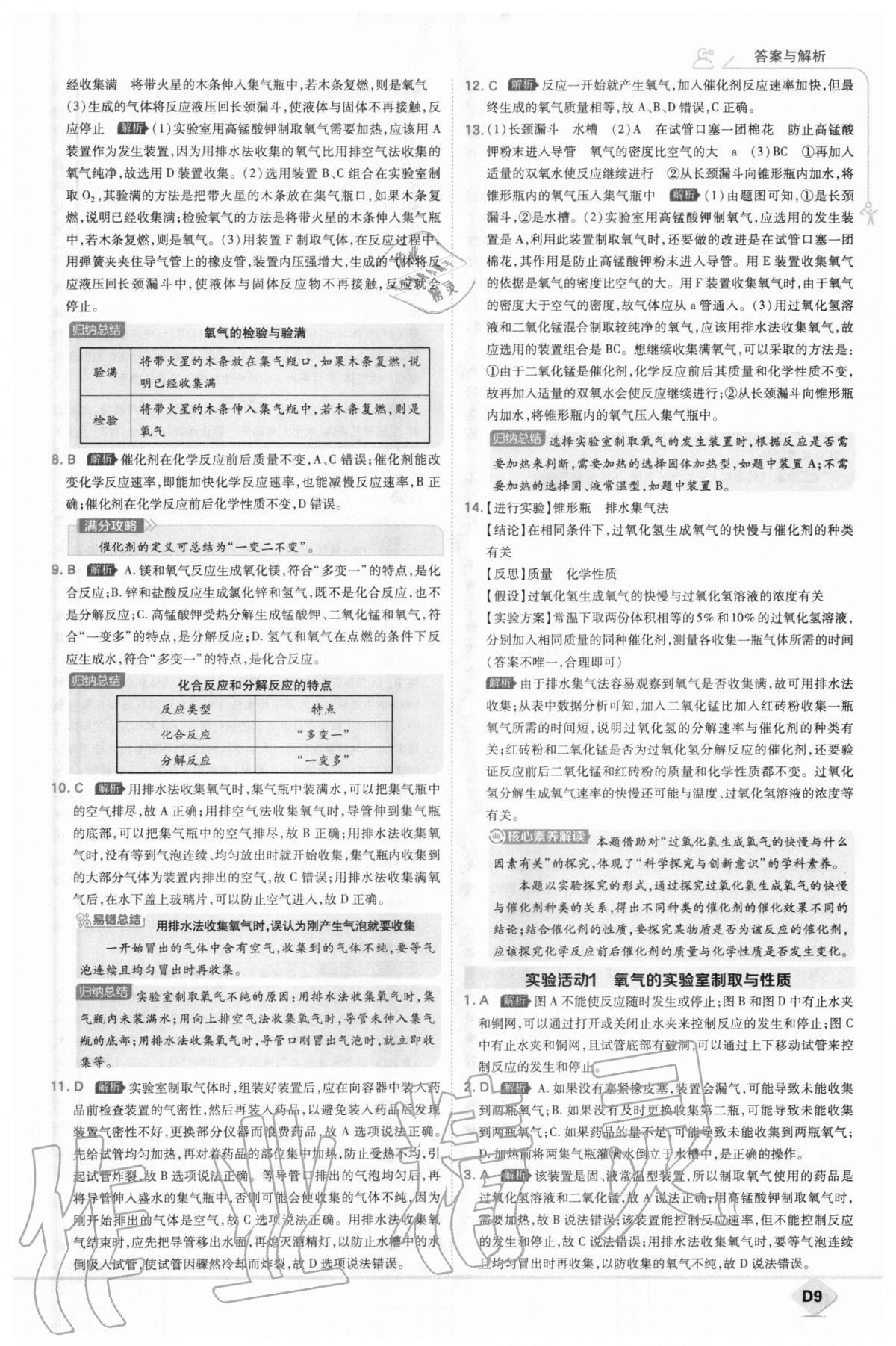 2020年少年班初中化學九年級上冊人教版 參考答案第9頁